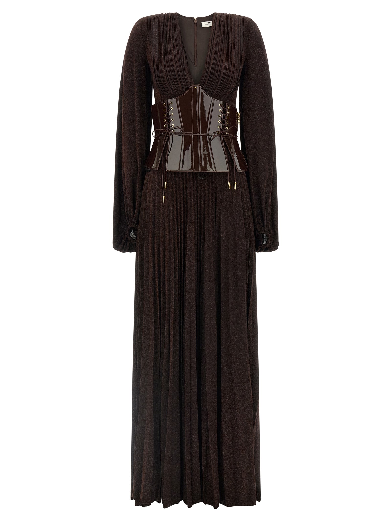 Elisabetta Franchi Braunes Viskose-Maxikleid
