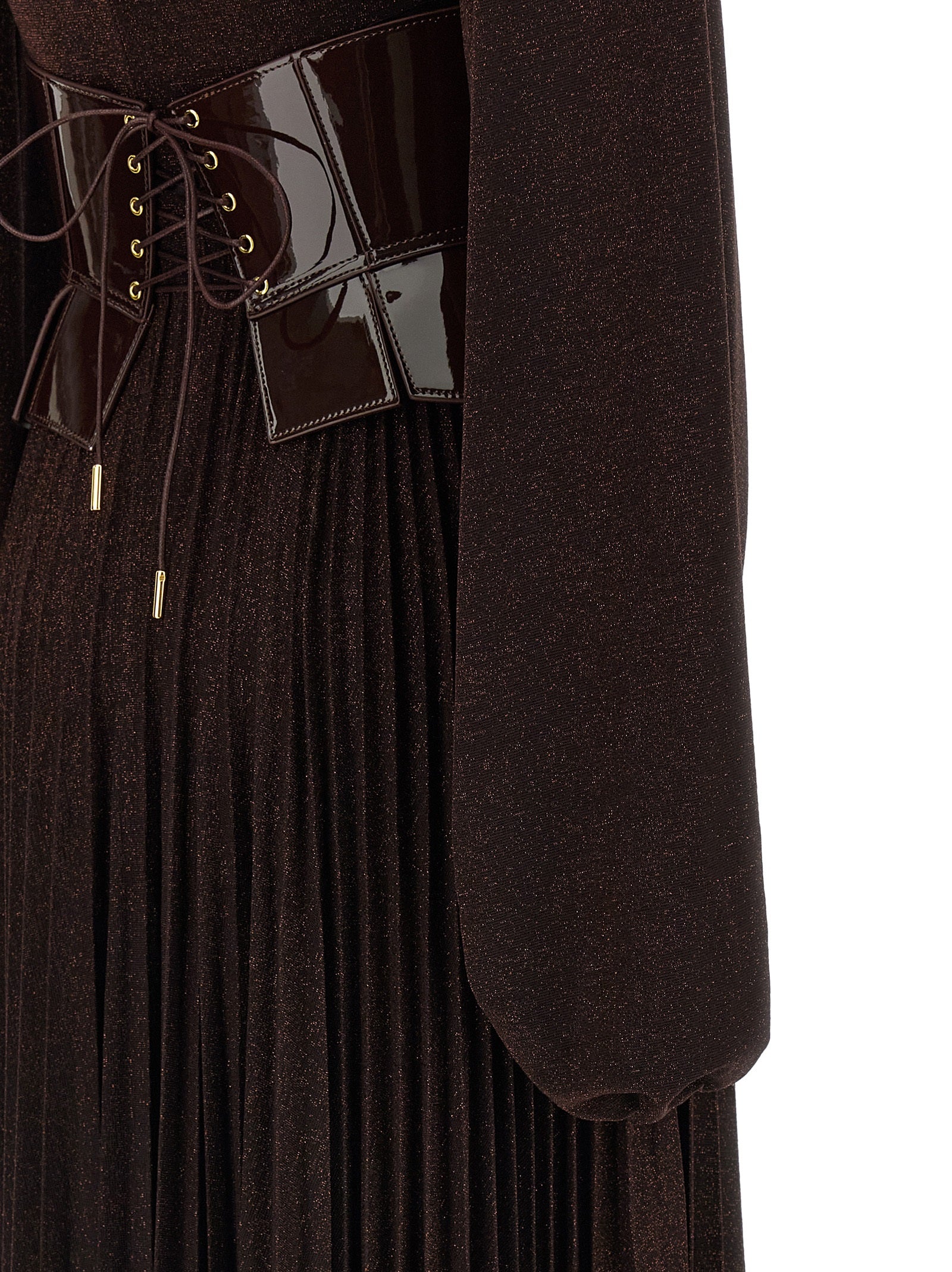Elisabetta Franchi Braunes Viskose-Maxikleid