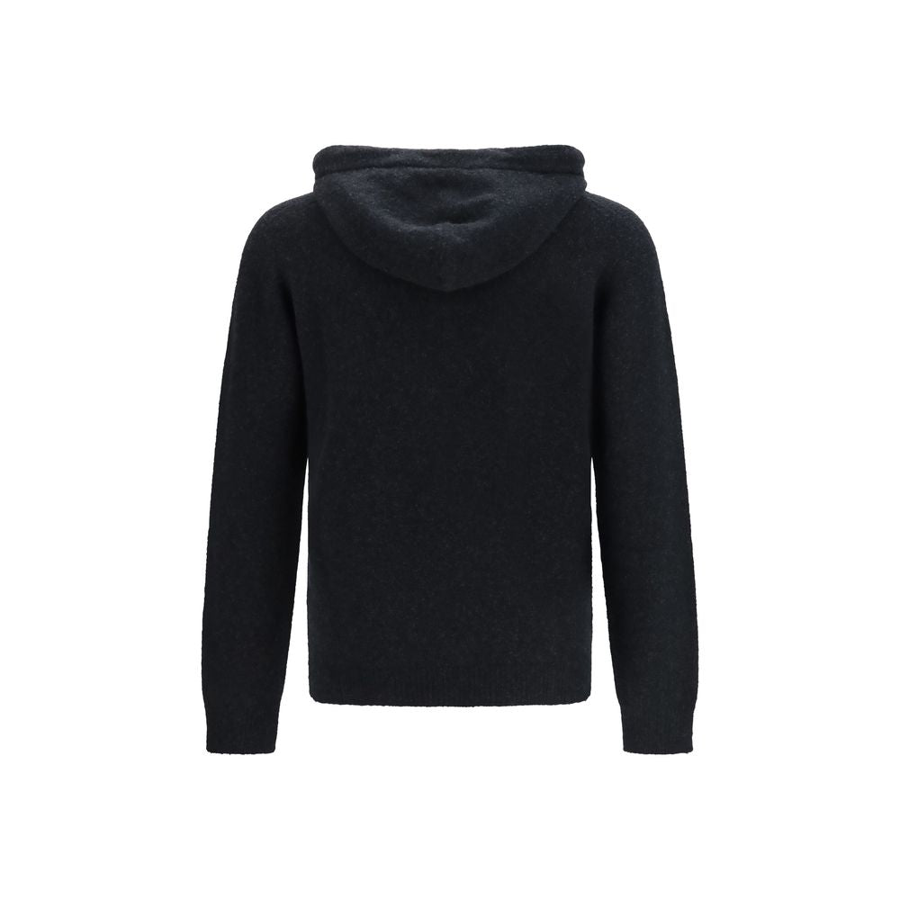 Roberto Collina Schwarzer Kapuzenpullover Oves Aries aus Wolle