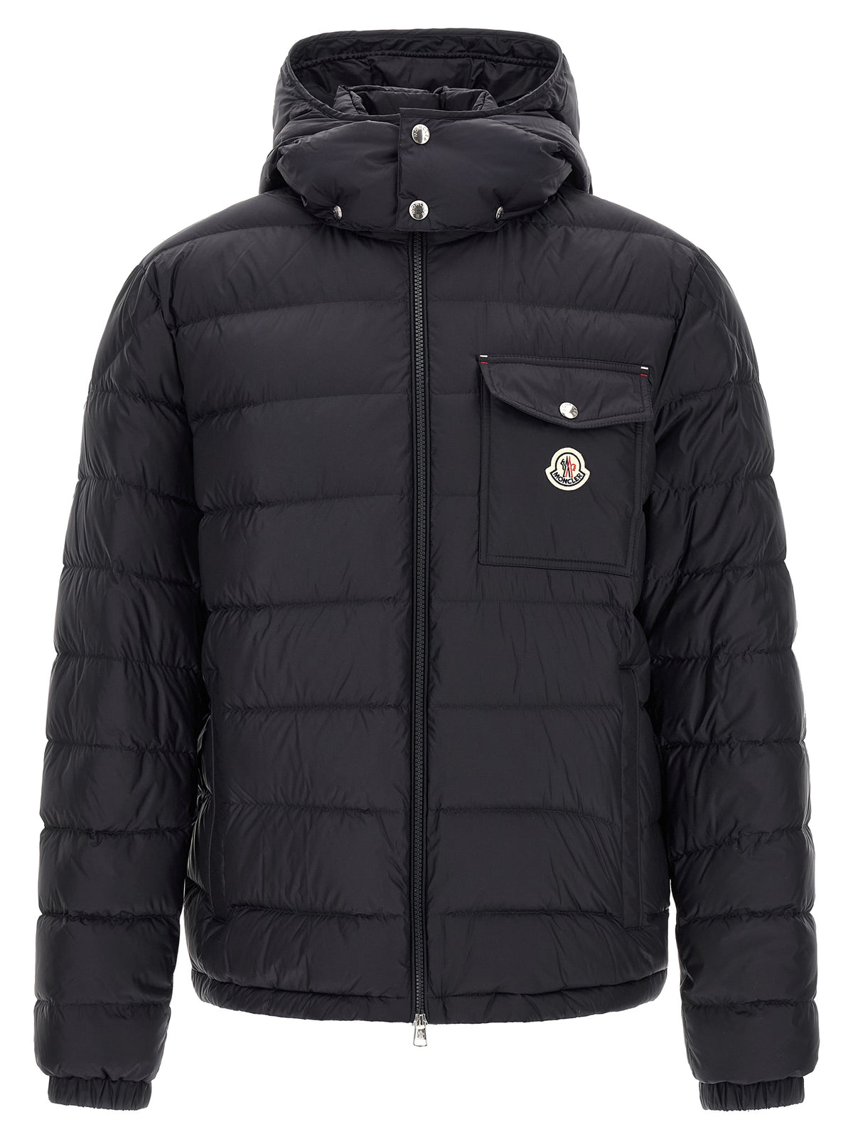 Moncler Blaue Polyamid-Jacke in voller Länge