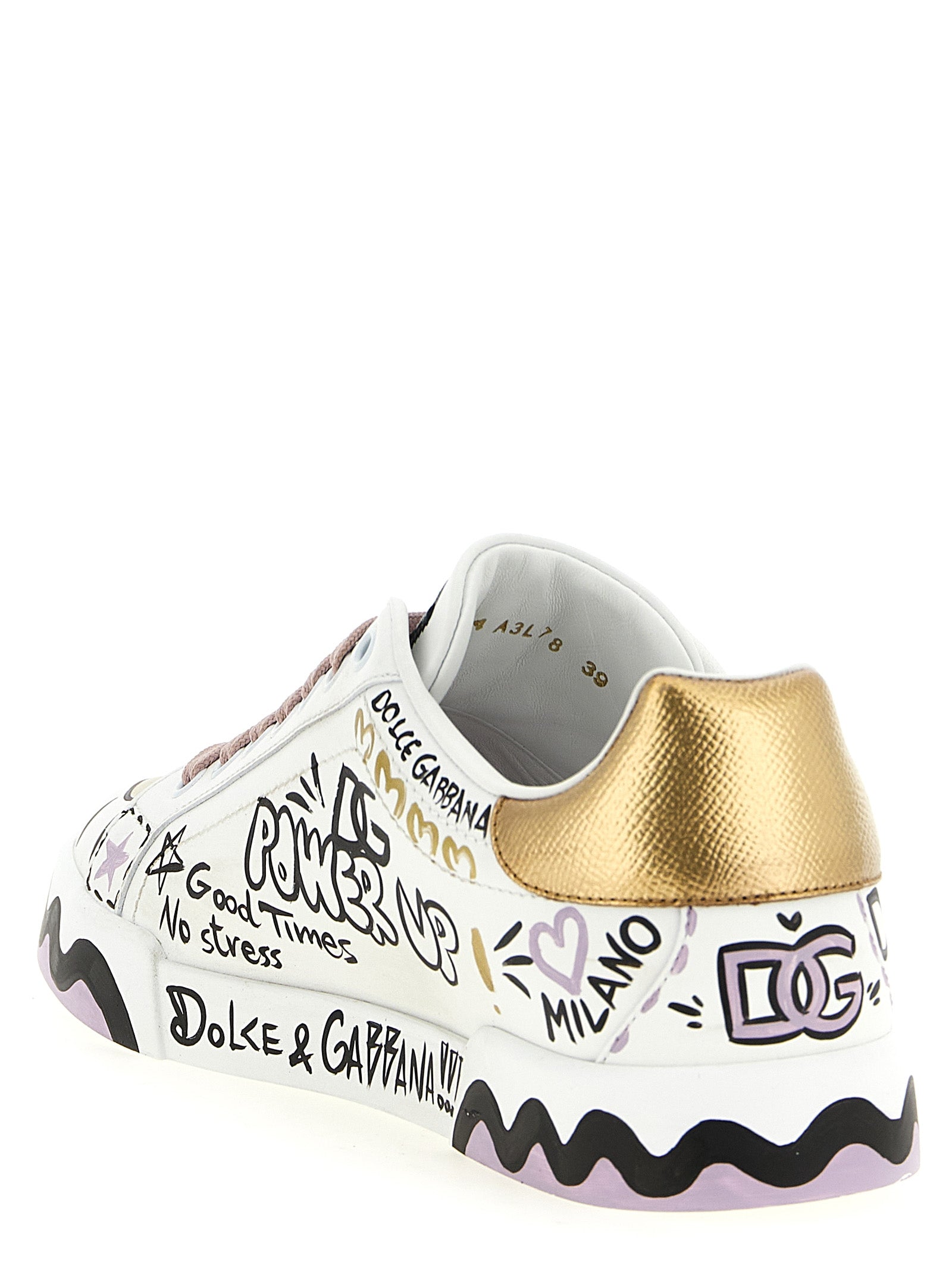 Dolce & Gabbana Mehrfarbige Kalbsleder-Sneaker mit niedrigem Schaft