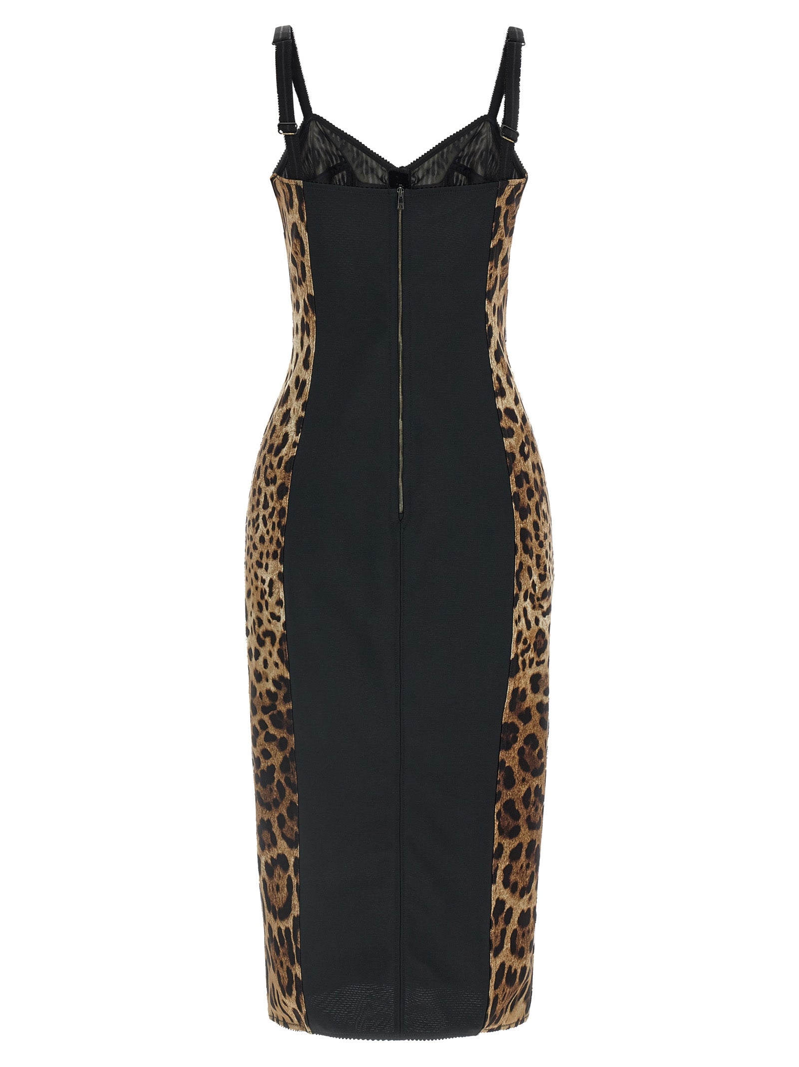 Dolce & Gabbana Braunes Midikleid aus Polyamid