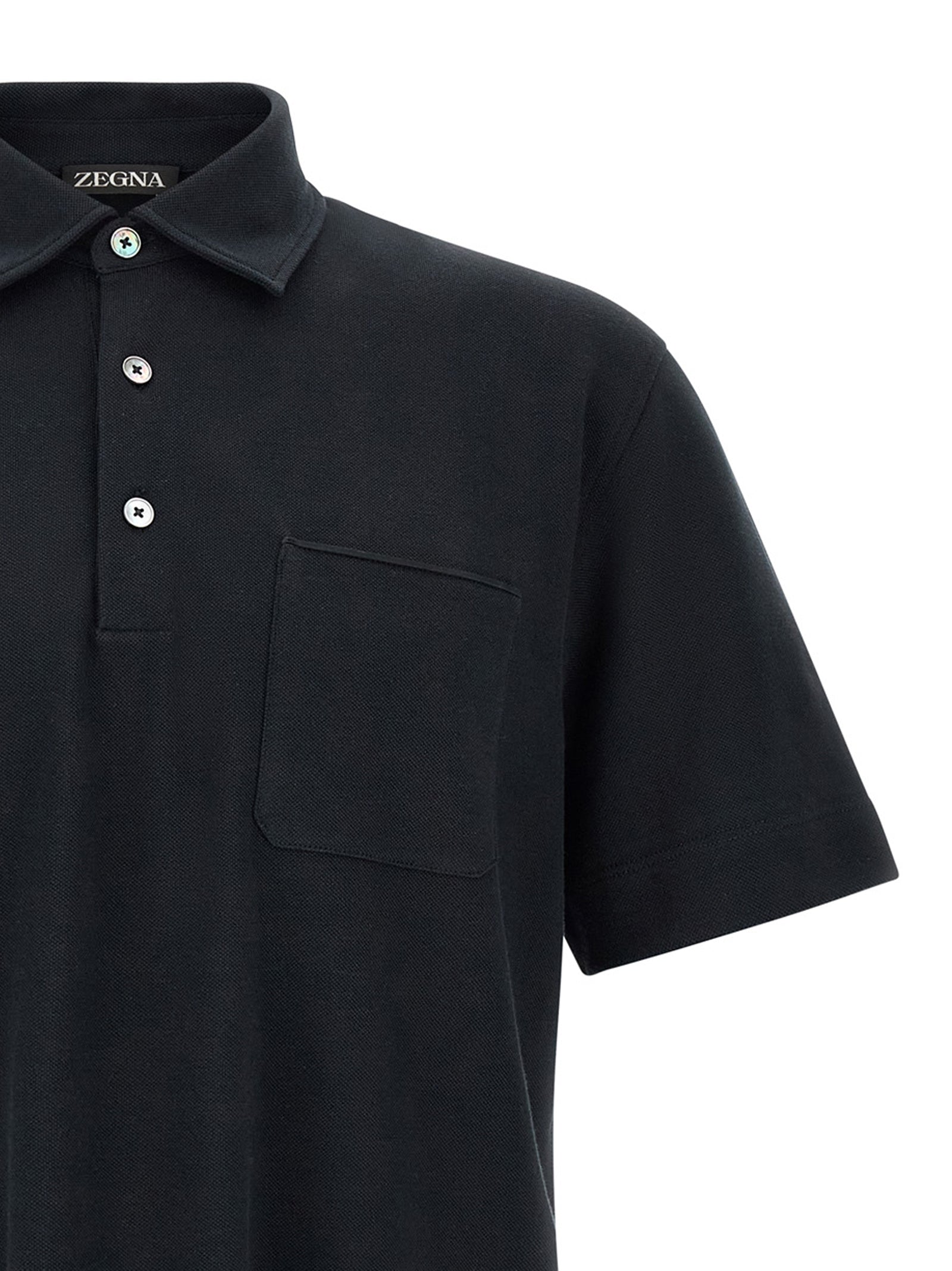 ZEGNA Blaues Baumwoll-Polohemd