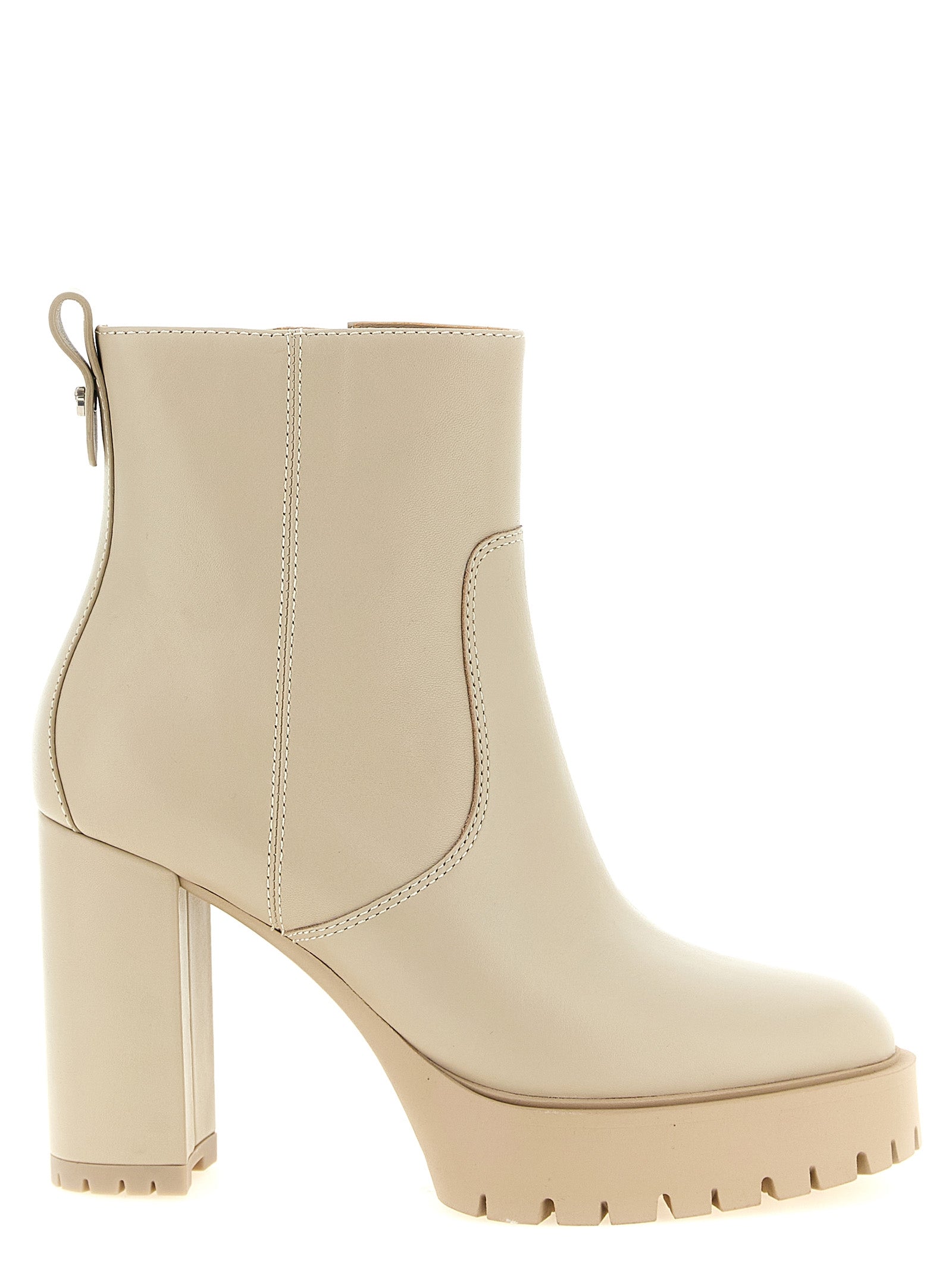 PINKO Weiße Ankle Boots aus Kalbsleder