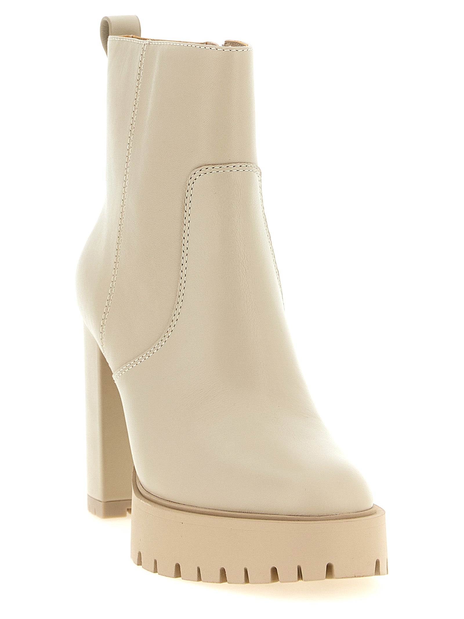 PINKO Weiße Ankle Boots aus Kalbsleder