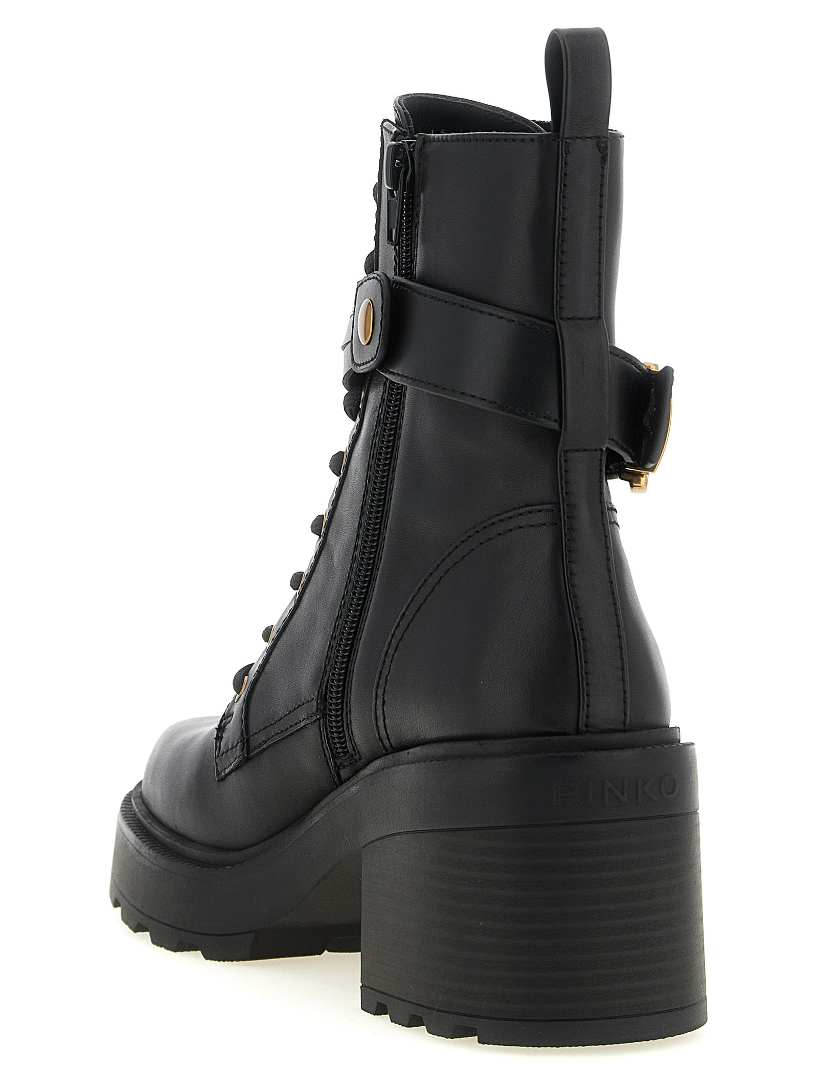 PINKO Schwarze Schnürstiefel aus Rindsleder