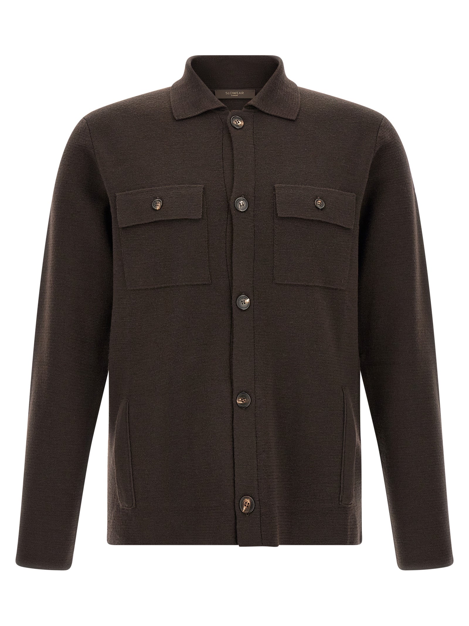 ZANONE Brauner Cardigan aus reiner Schurwolle