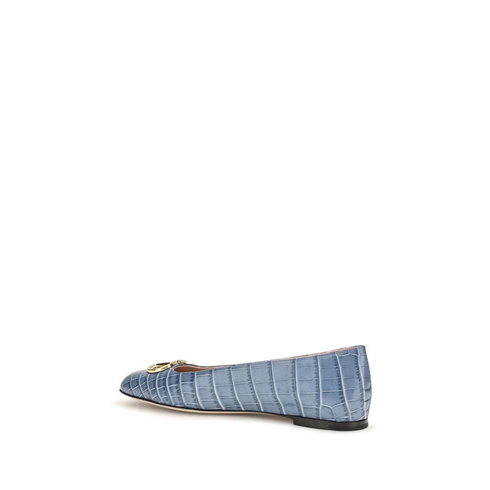 Valentino Garavani Ballerinas aus blauem Kalbsleder Bos Taurus