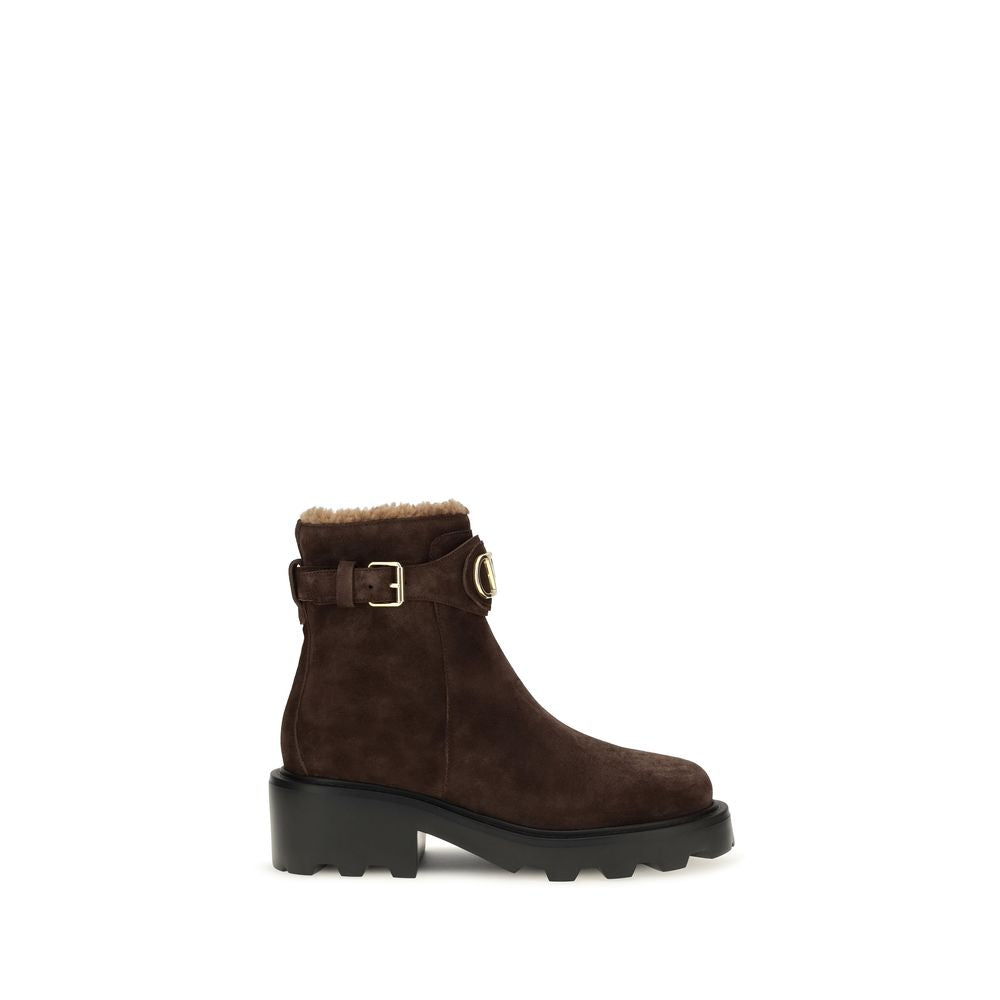 Valentino Garavani Braune Ankle Boots aus Kalbsleder Bos Taurus