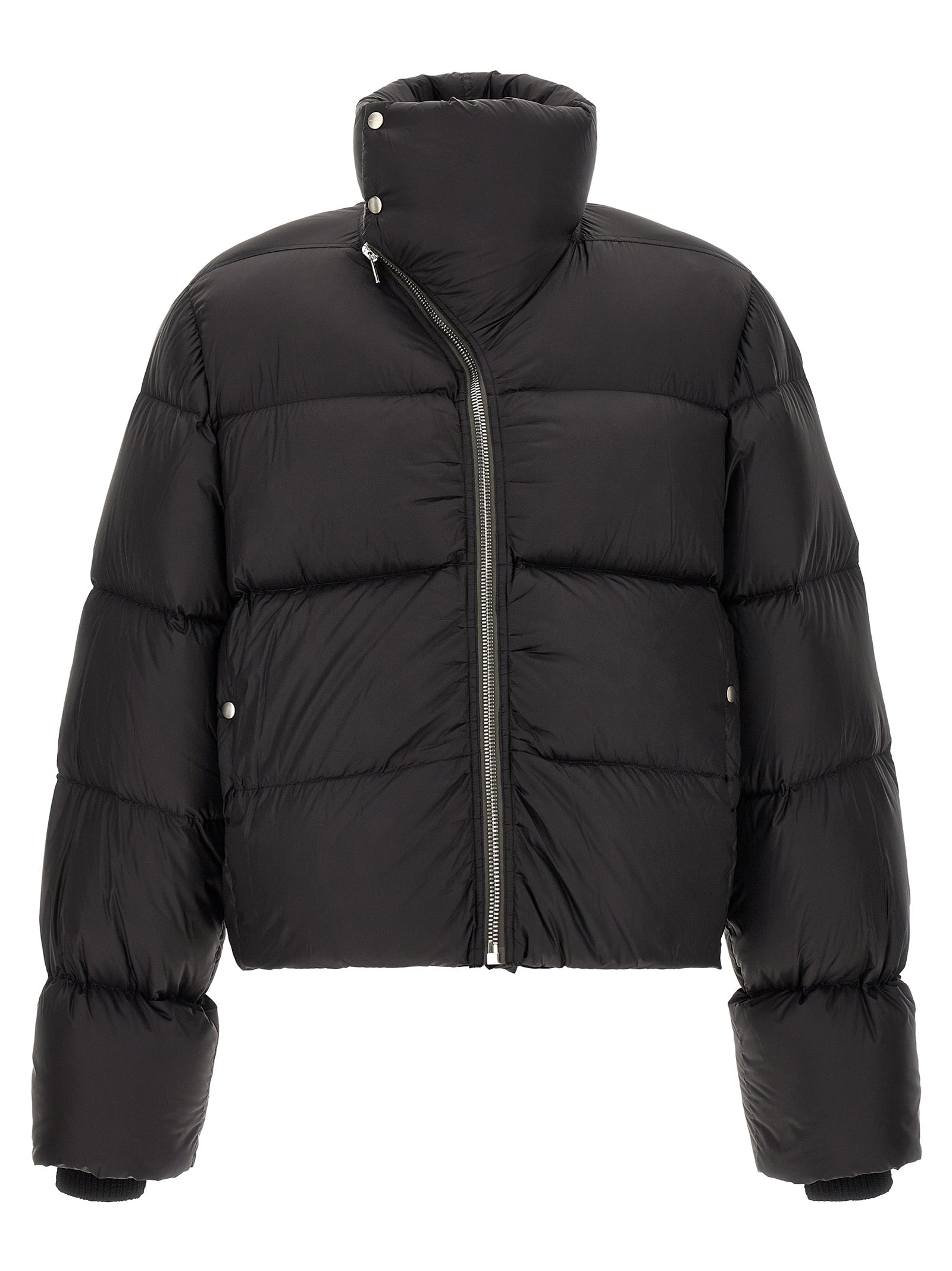 Rick Owens Schwarze Nylon-Jacke in voller Länge