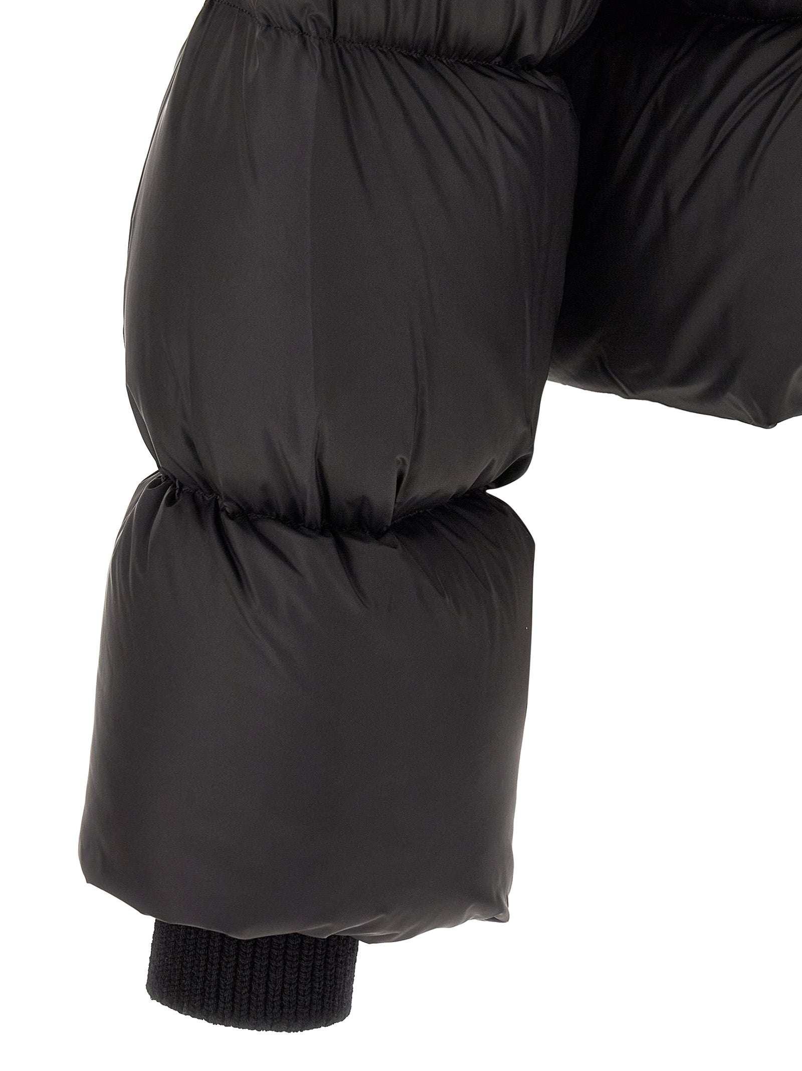 Rick Owens Schwarze Nylon-Jacke in voller Länge