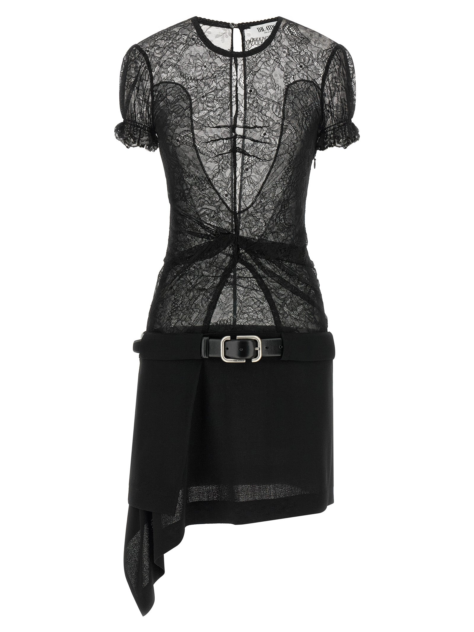 The Attico Kurzes Schwarzes Kleid Aus Polyamid