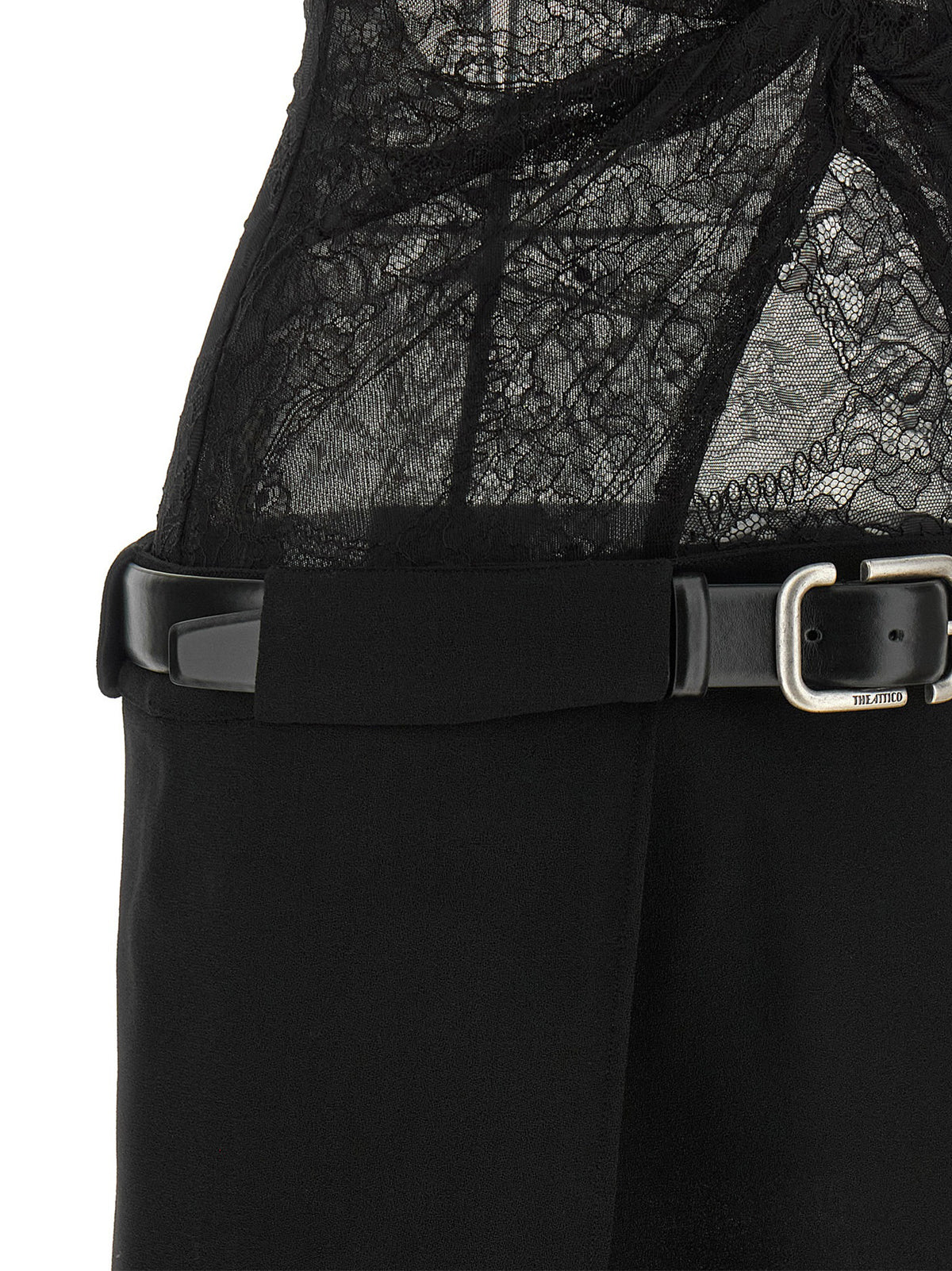 The Attico Kurzes Schwarzes Kleid Aus Polyamid