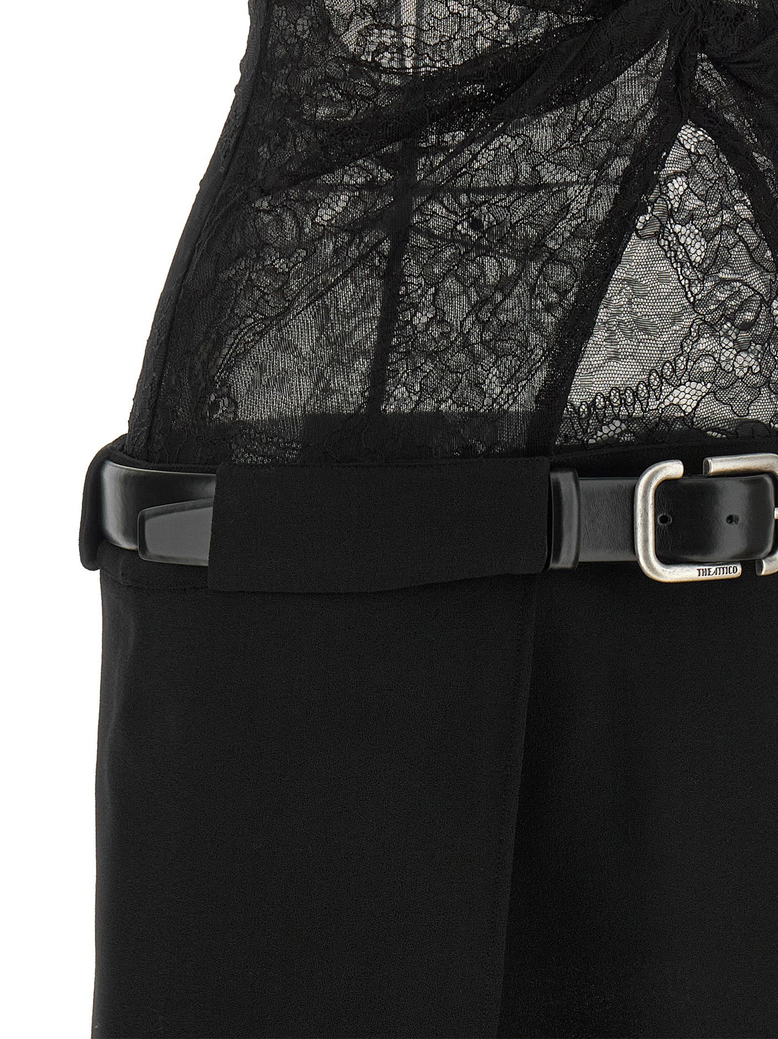 The Attico Kurzes Schwarzes Kleid Aus Polyamid