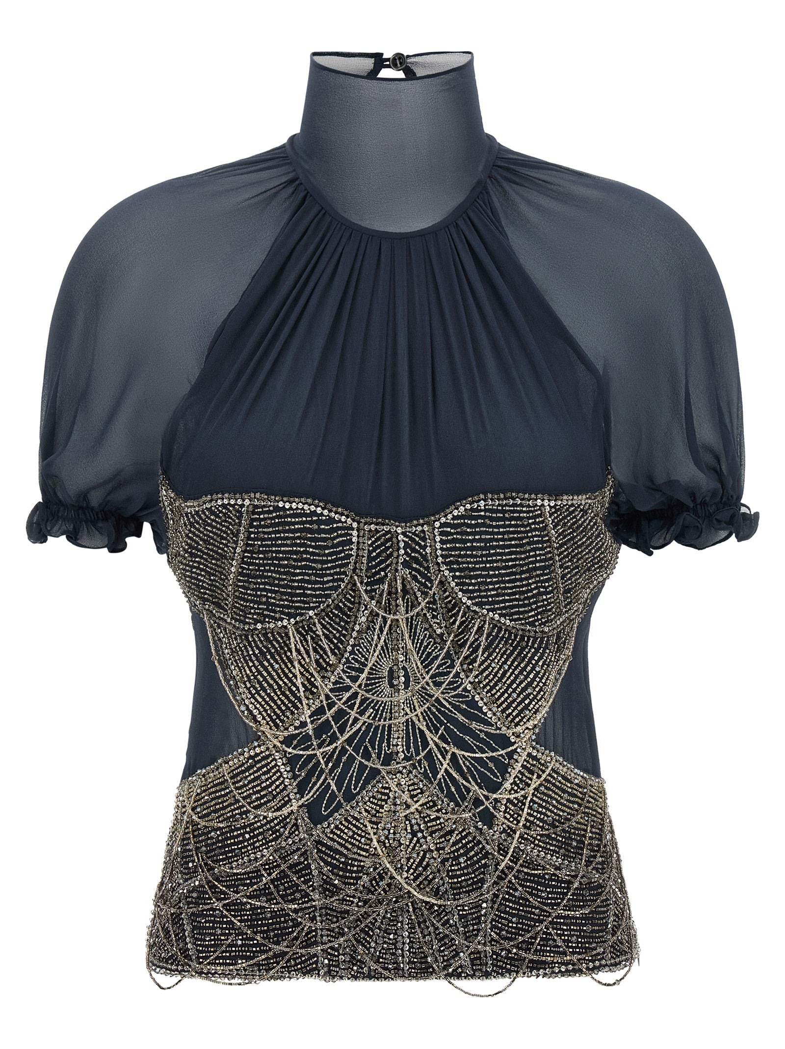 The Attico Blaue Seiden-Tanktops