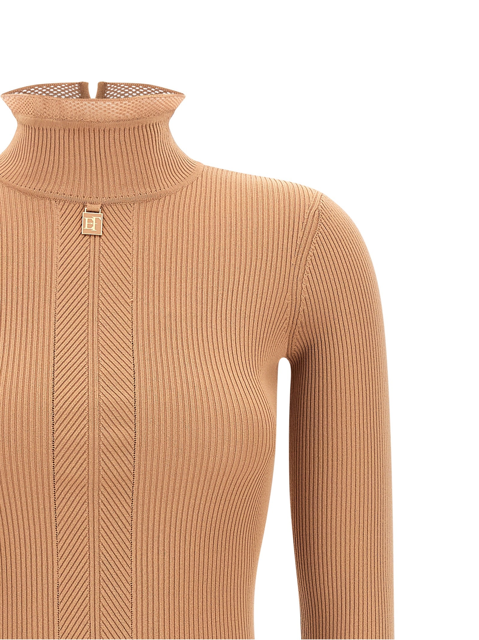 Elisabetta Franchi Beige Viskose Midikleid