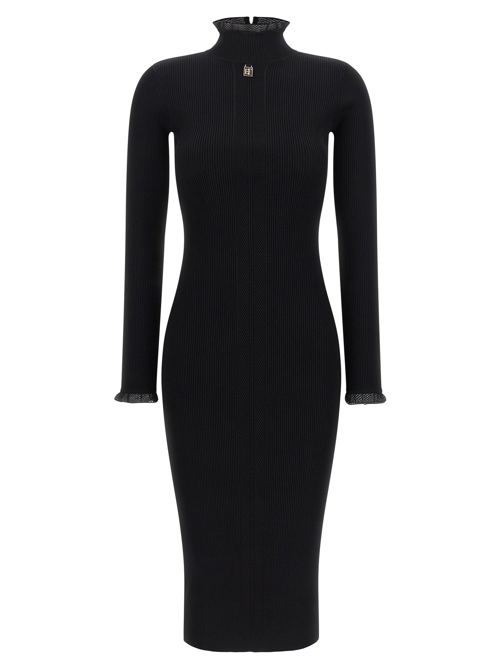 Elisabetta Franchi Schwarzes Midikleid aus Viskose