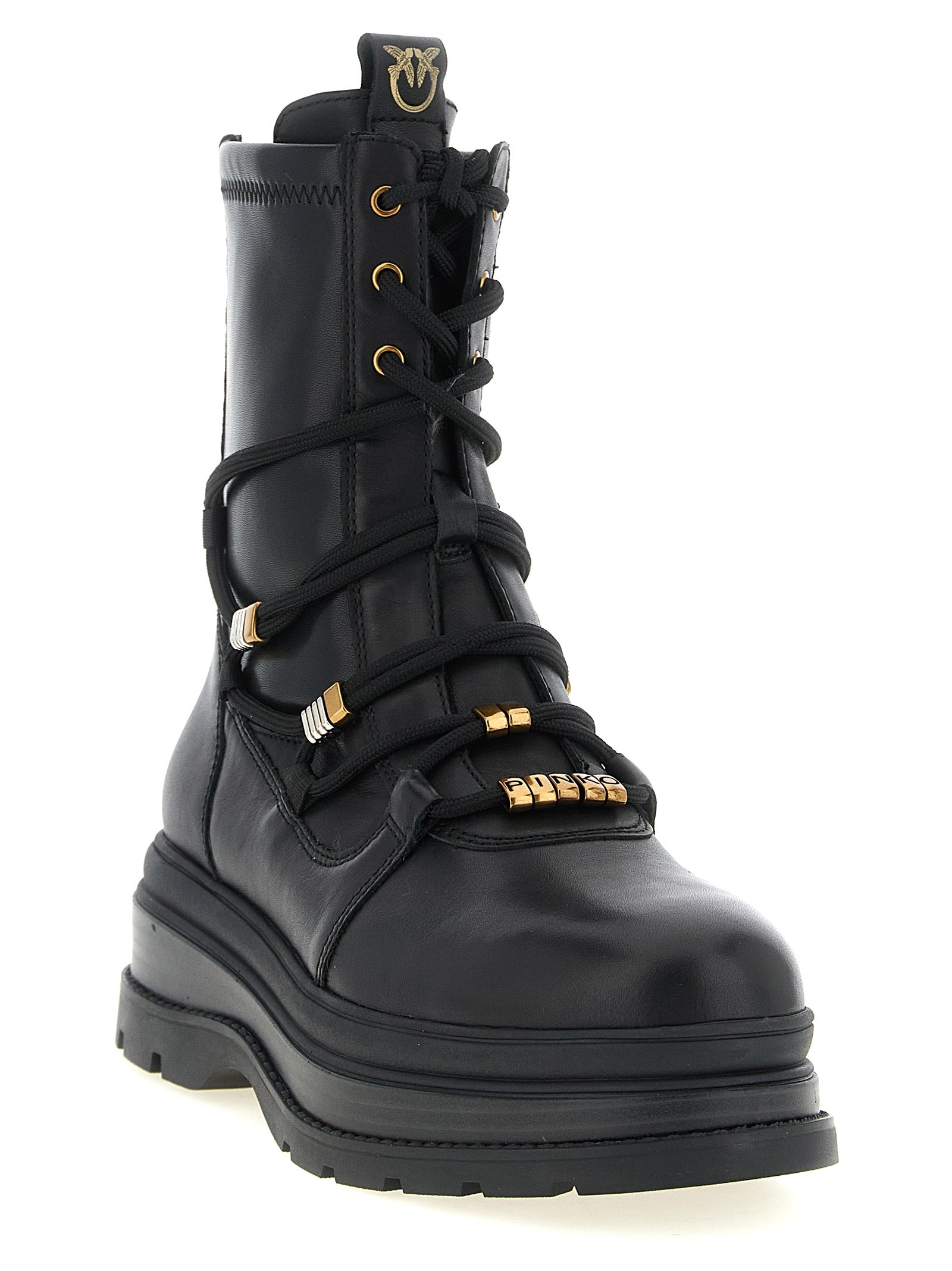 PINKO Schwarze Schnürstiefel aus Rindsleder