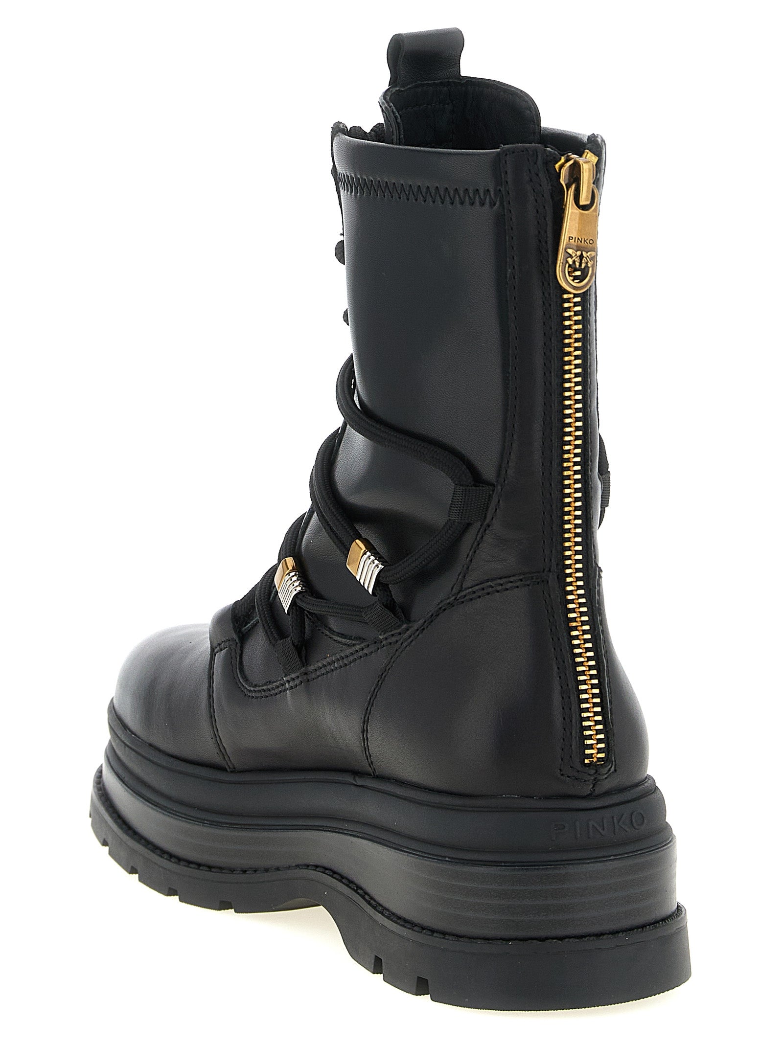 PINKO Schwarze Schnürstiefel aus Rindsleder