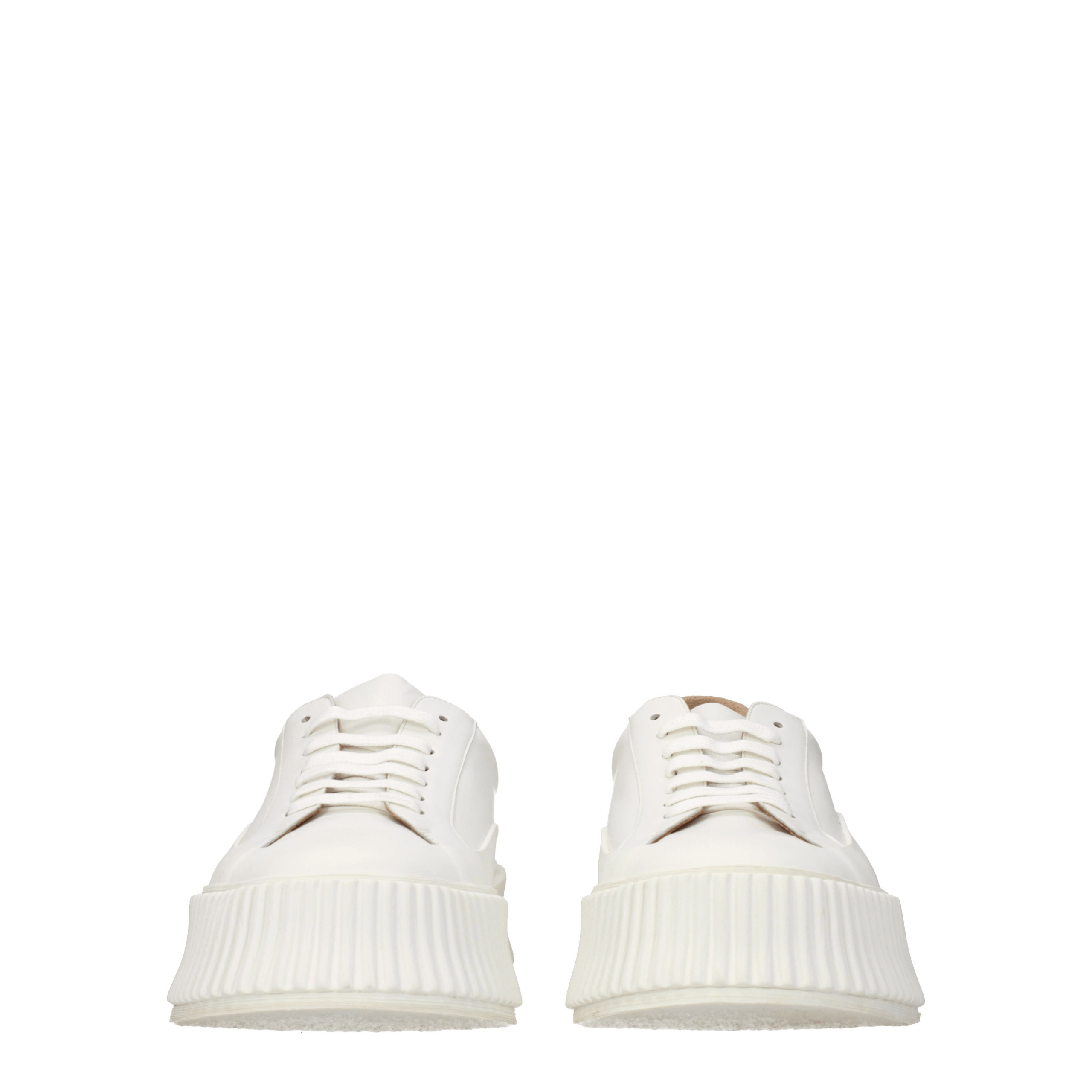 Jil Sander Weiße Leder Plateau-Sneaker
