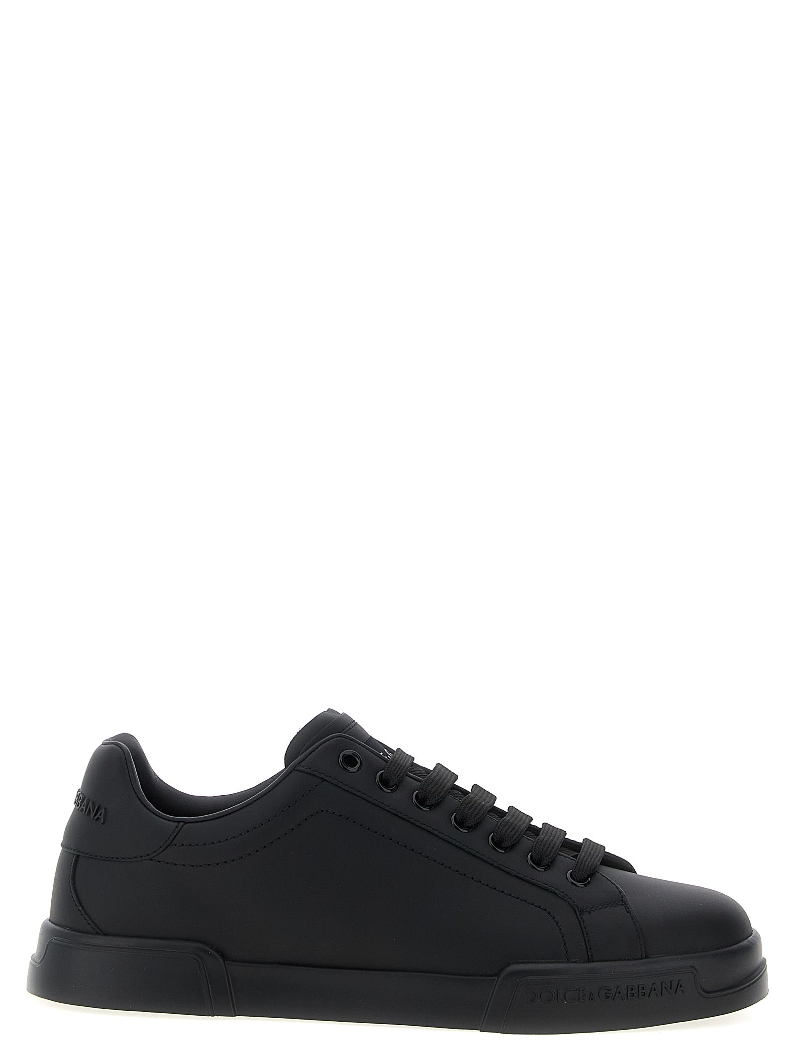 Dolce & Gabbana Schwarze Kalbsleder Low-Top-Sneaker