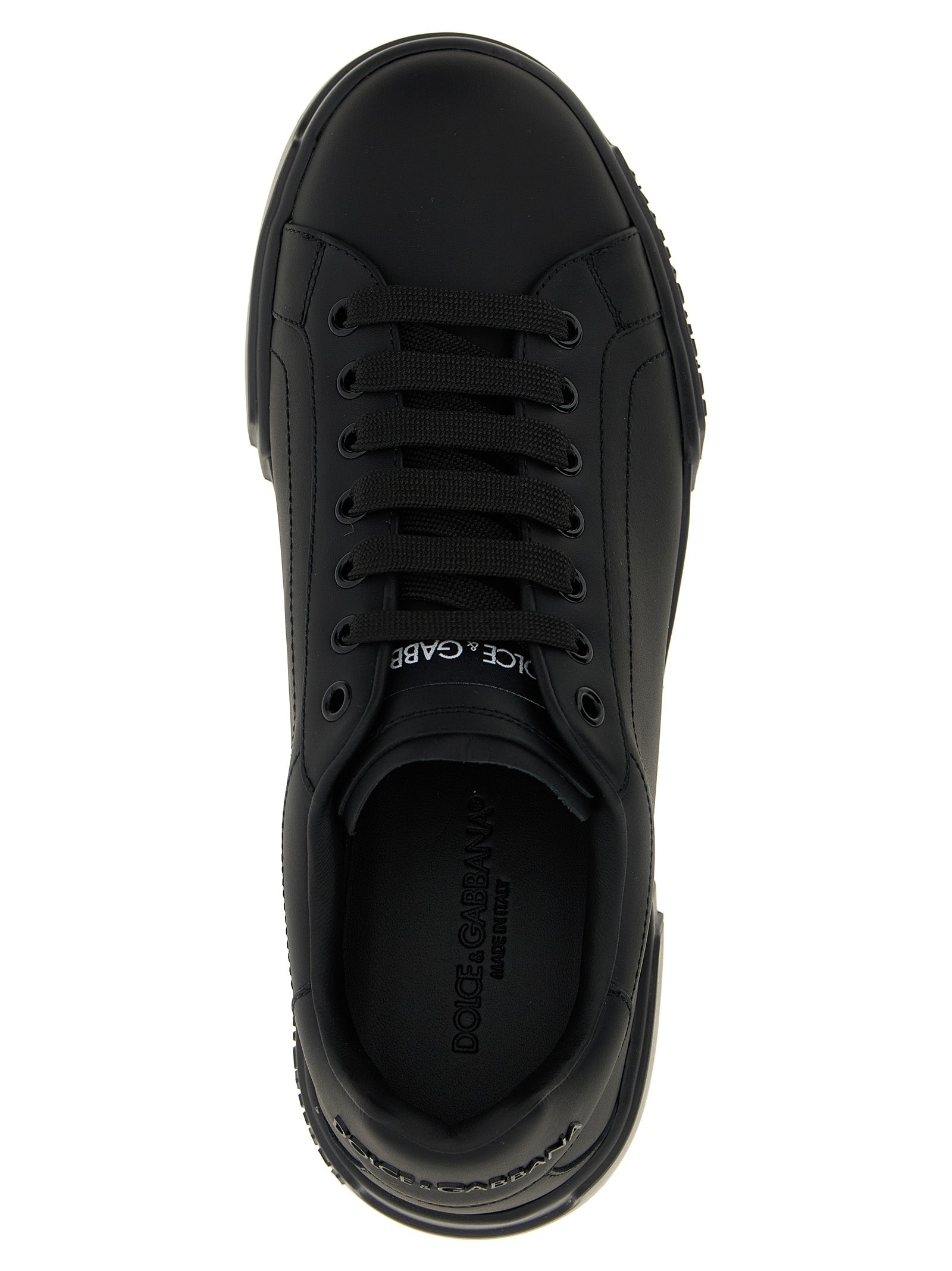 Dolce & Gabbana Schwarze Kalbsleder Low-Top-Sneaker