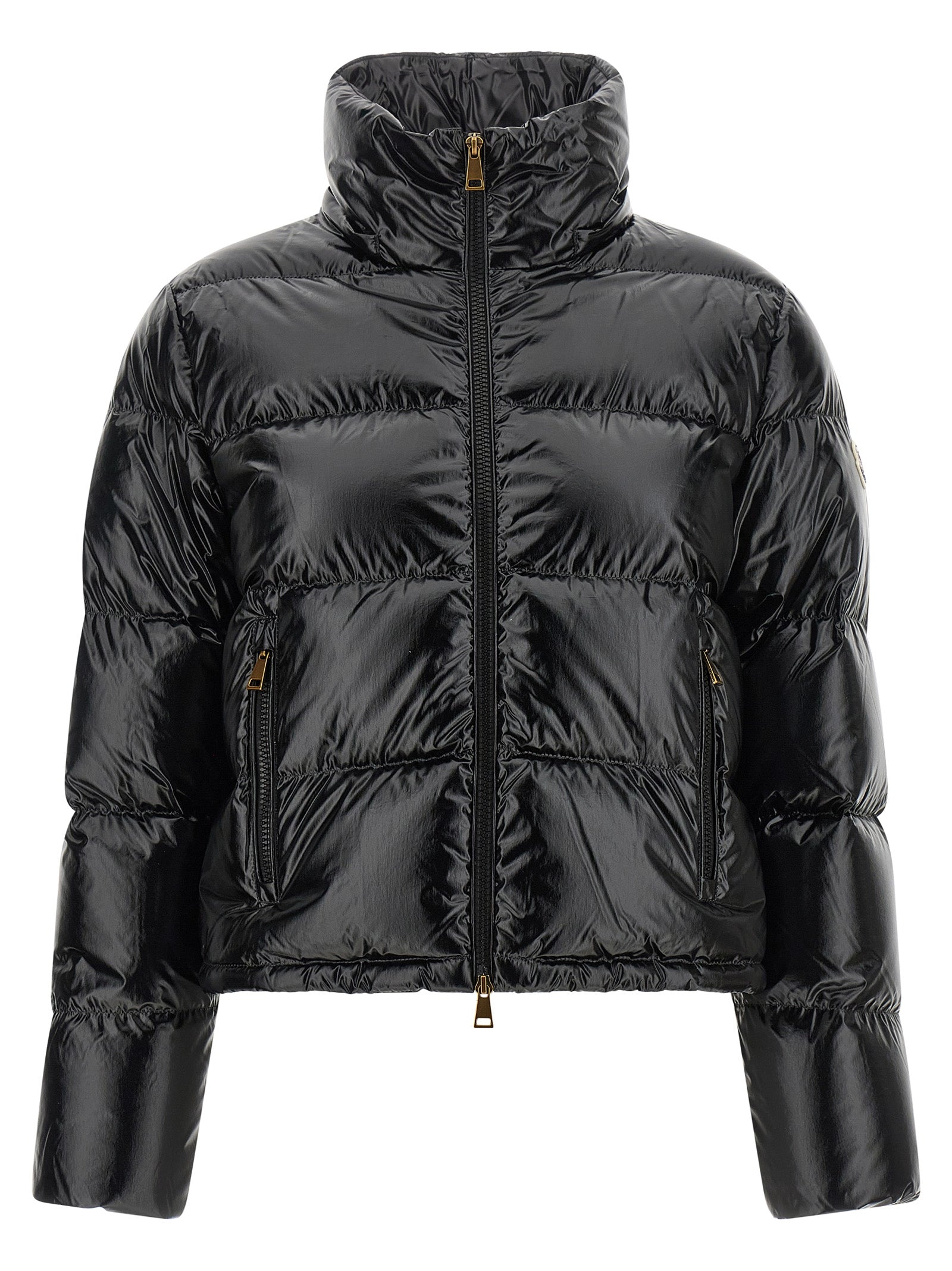 Moncler Schwarze Polyamid-Jacke in voller Länge