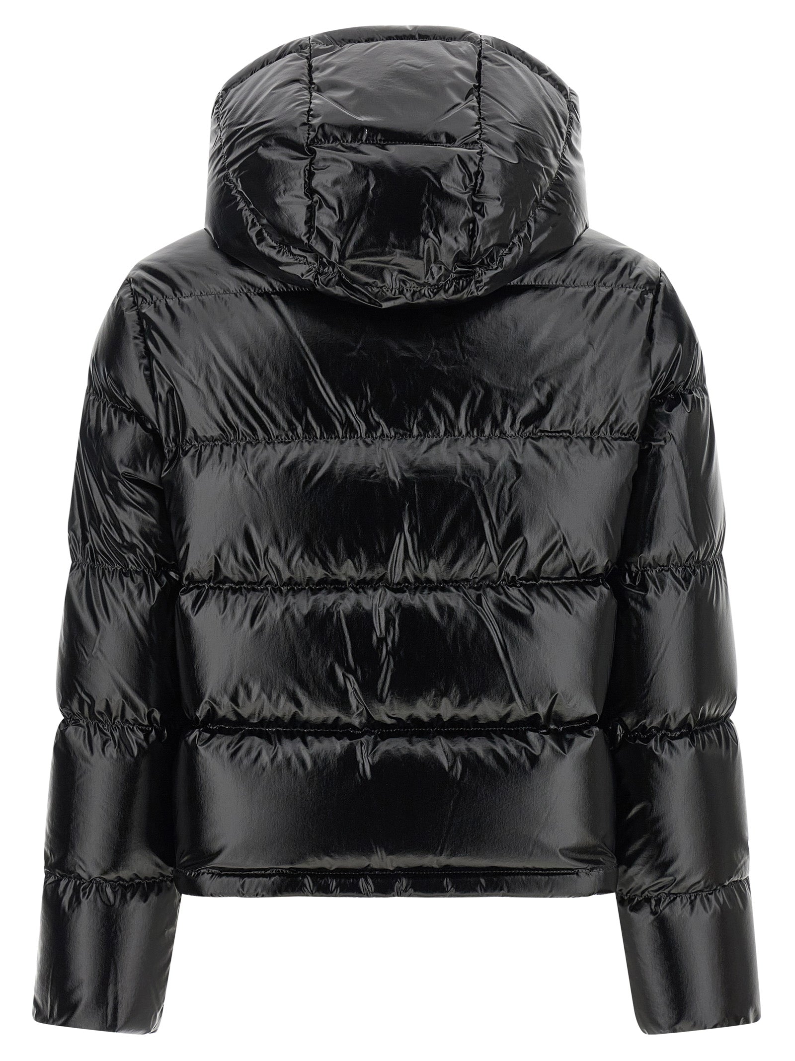 Moncler Schwarze Polyamid-Jacke in voller Länge