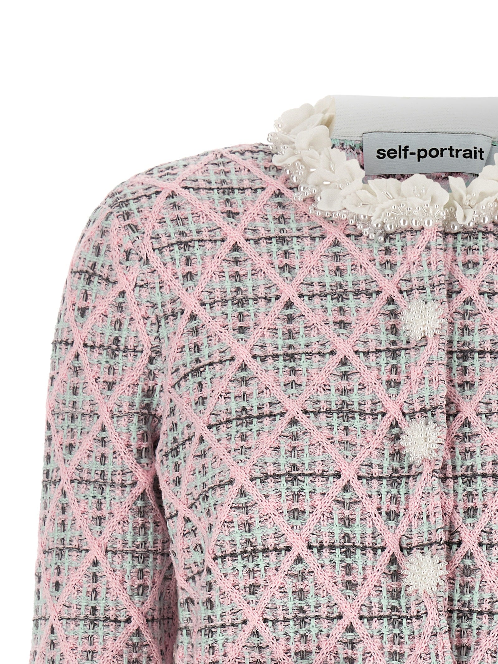 Self-Portrait Mehrfarbige Baumwollstrickjacke