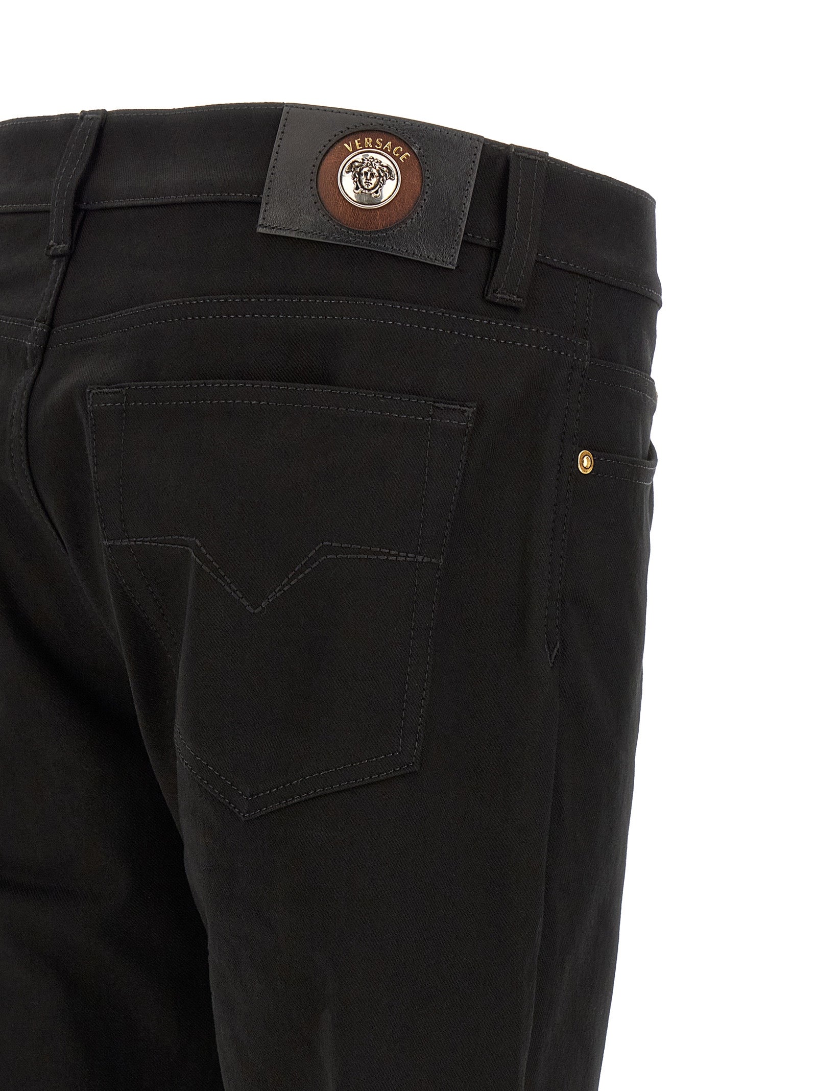 Versace Schwarze Baumwoll-Jeans mit geradem Bein