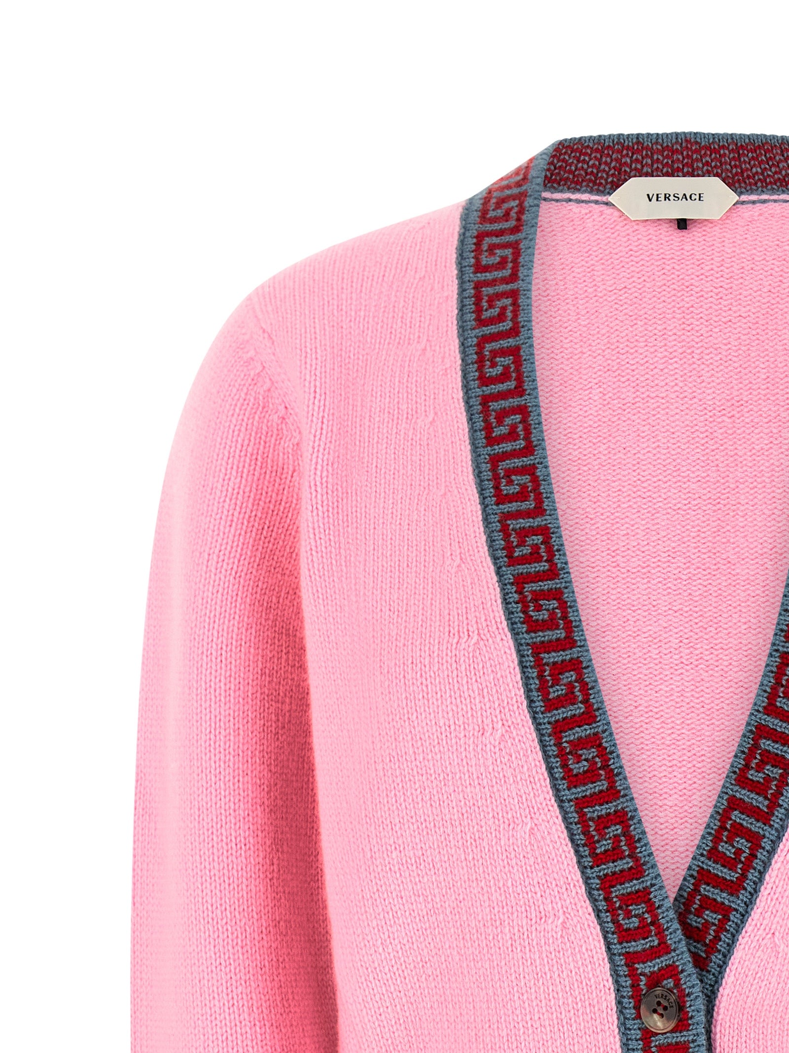 Versace Mehrfarbige Strickjacke aus reiner Schurwolle