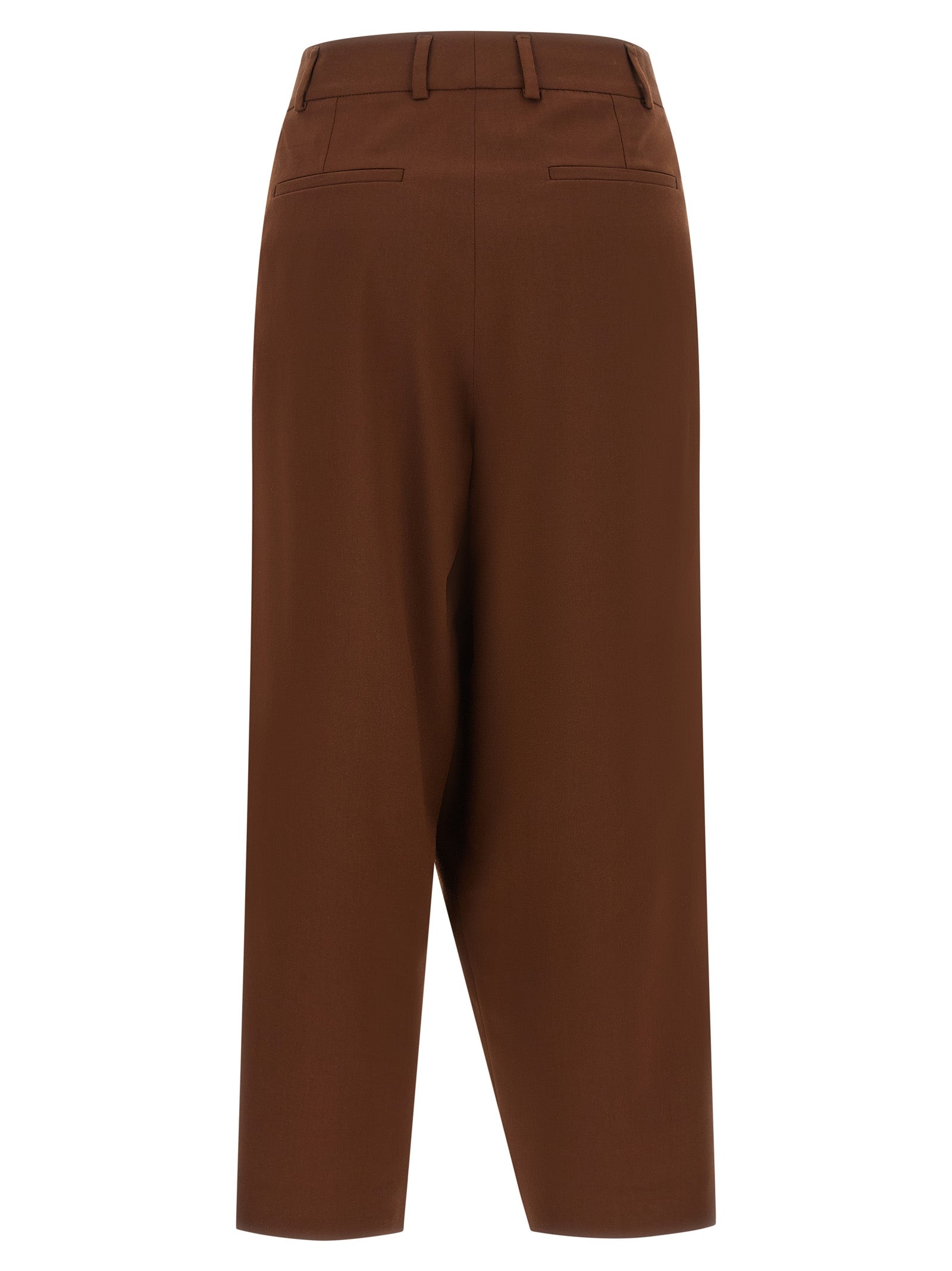 Alberto Biani Braune Wollhose in verkürzter Passform