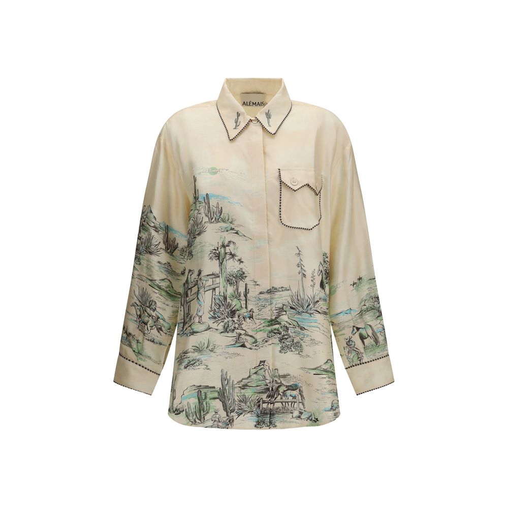 Alemais Beige Seidenbluse