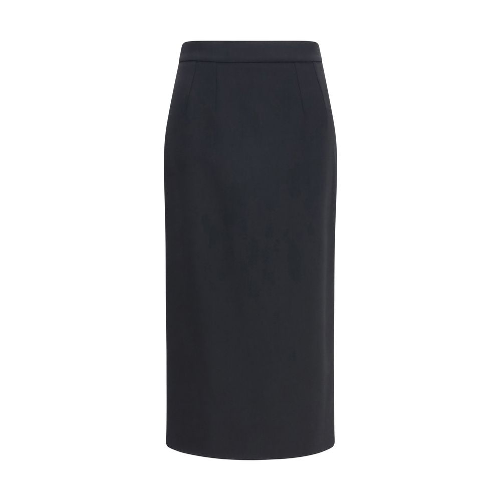 Dolce & Gabbana Langer Rock aus schwarzer Wolle Oves Aries