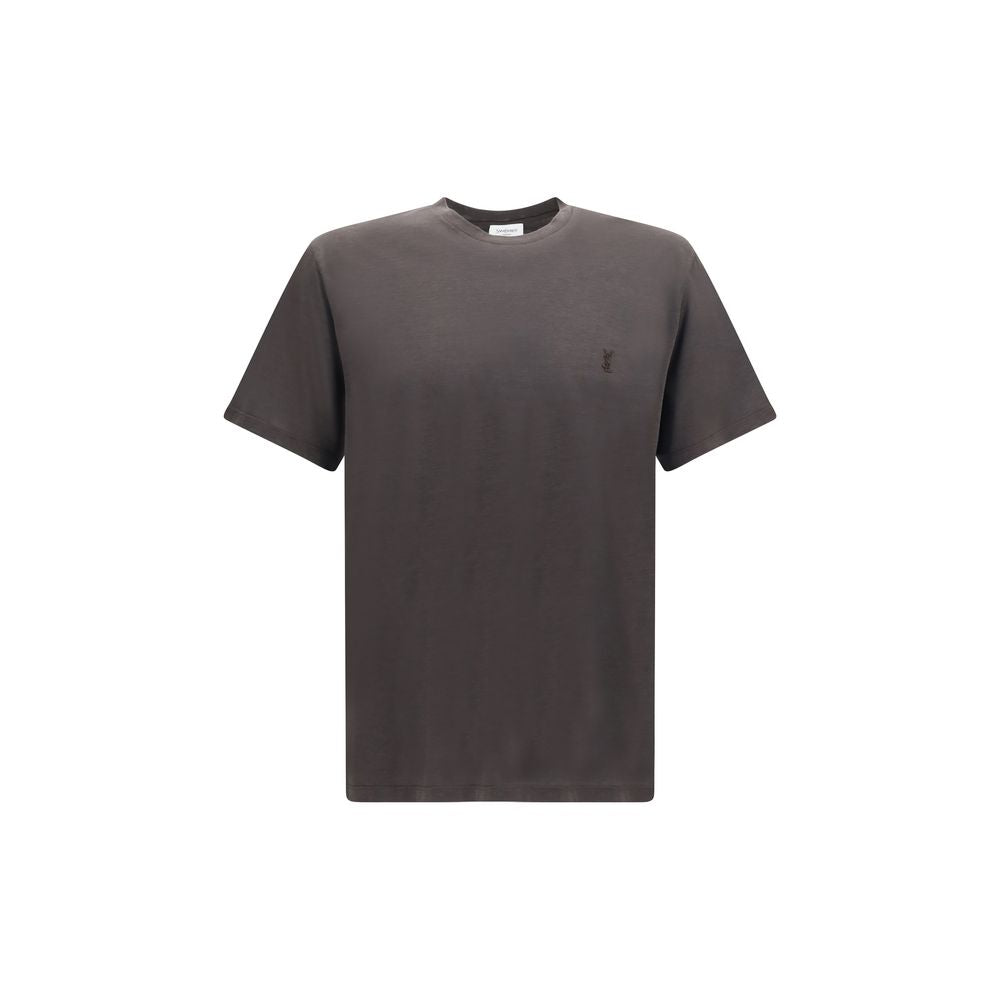Saint Laurent Braunes Seiden-T-Shirt