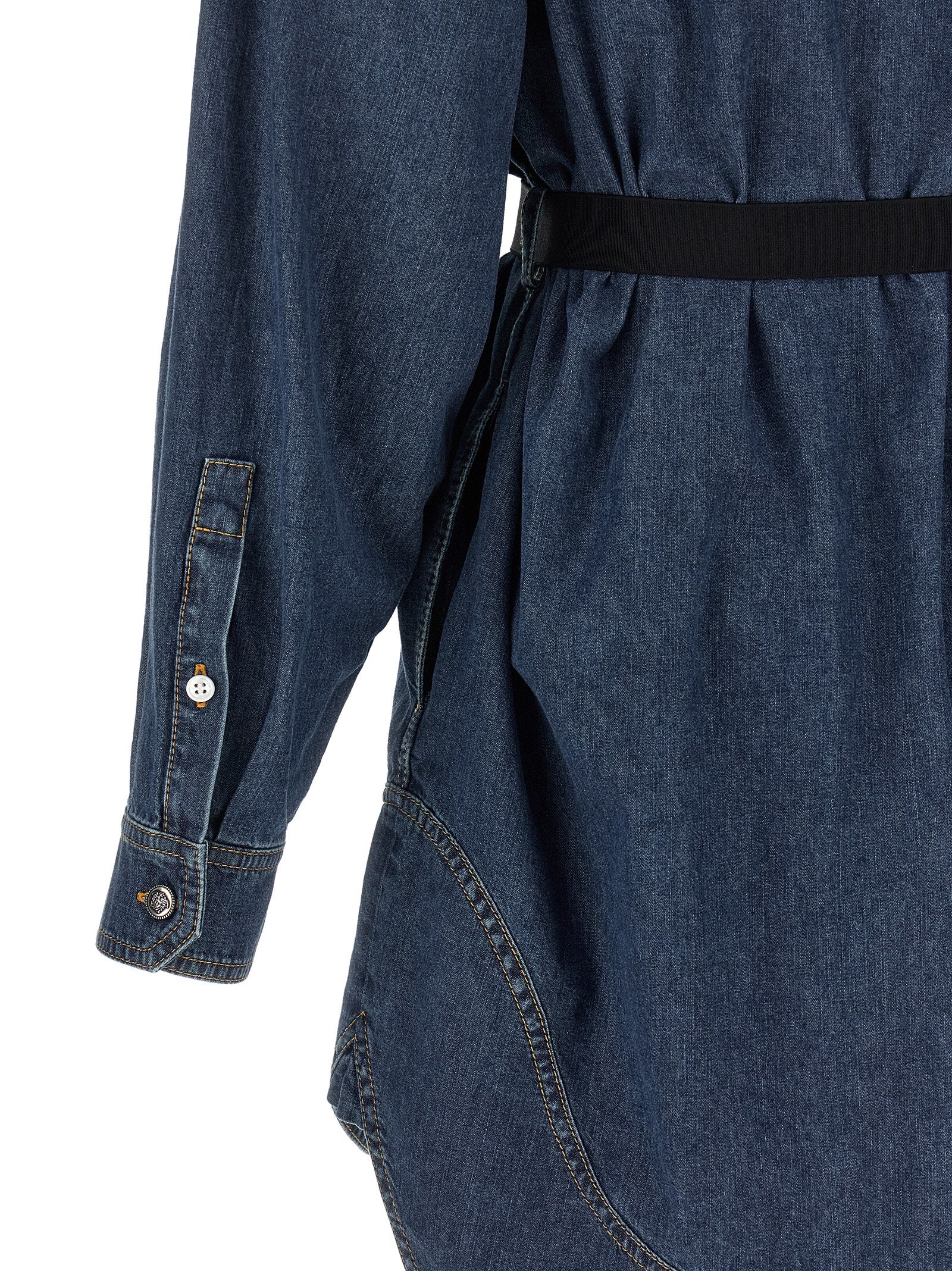 Versace Kurzes blaues Baumwollkleid