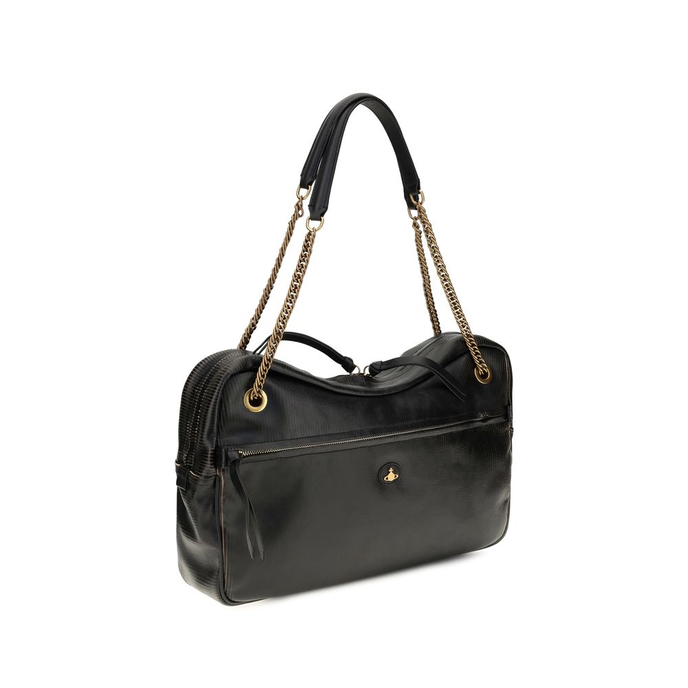 Vivienne Westwood Schwarze Bos Taurus Kalbsleder Schultertasche