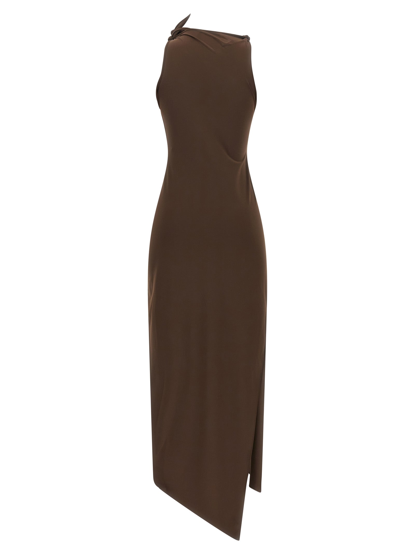 Coperni Langes Kleid aus braunem recyceltem Polyamid