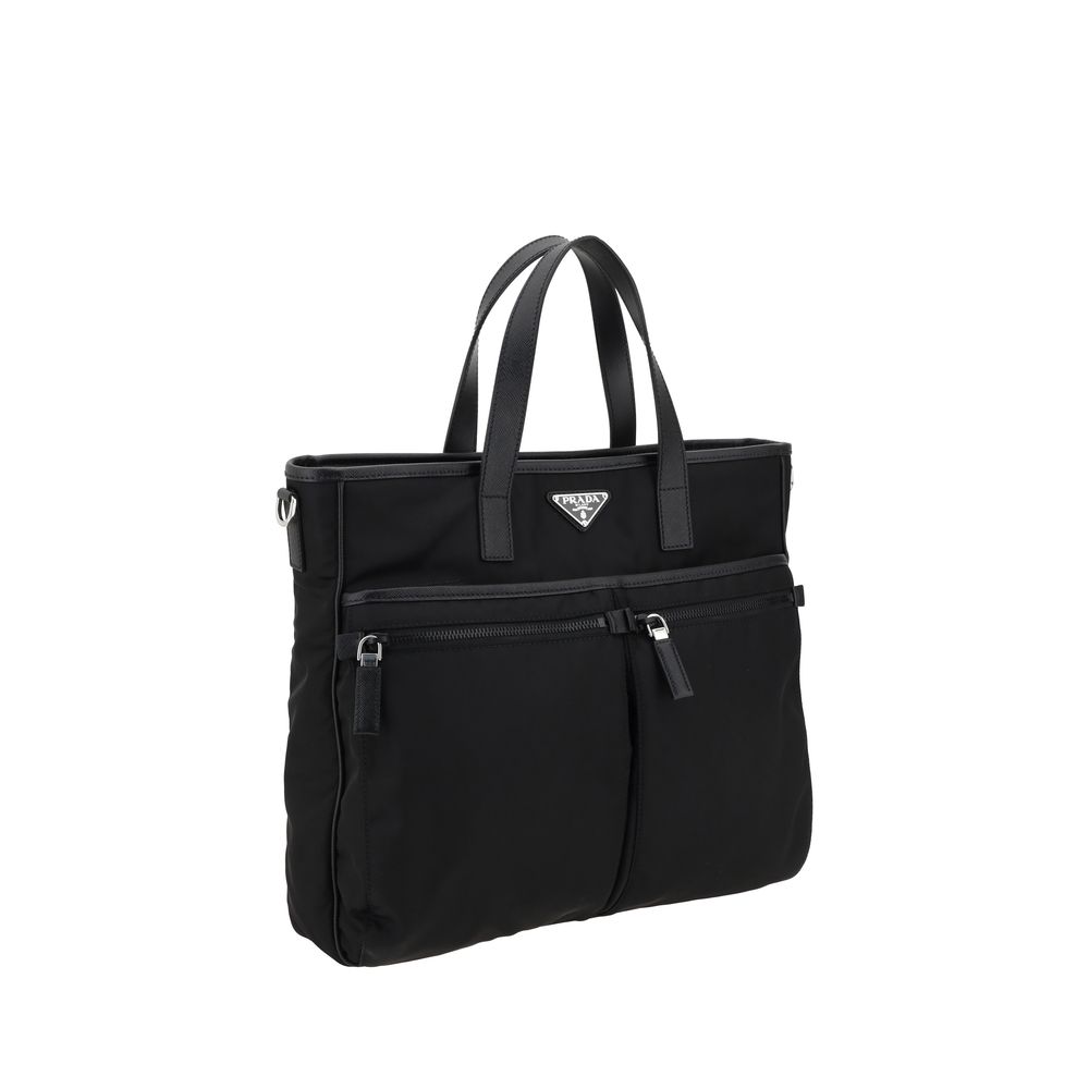 Prada Schwarze Bos Taurus Kalbsleder Schultertasche