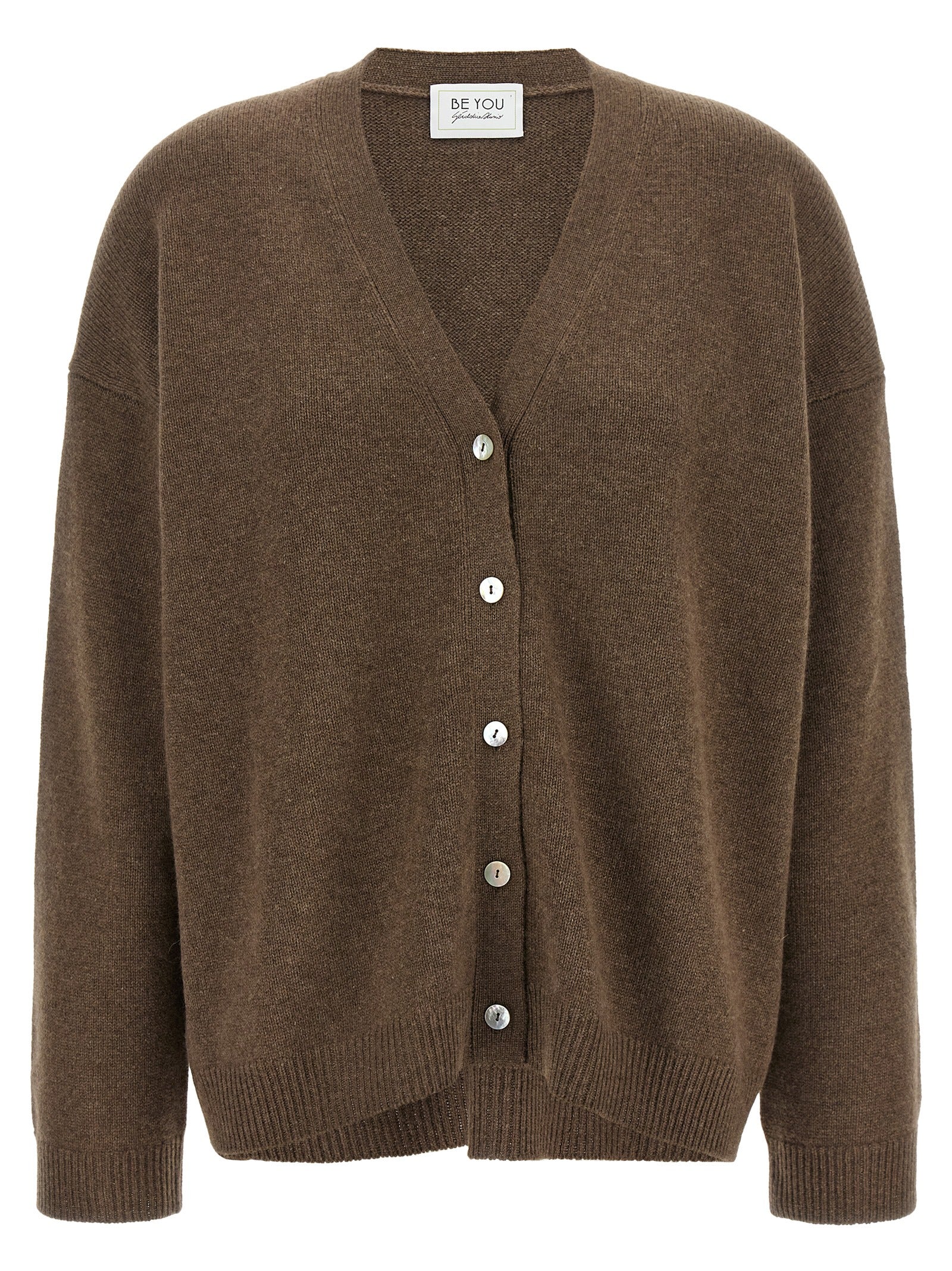 BE YOU Brauner Kaschmir-Strickjacke