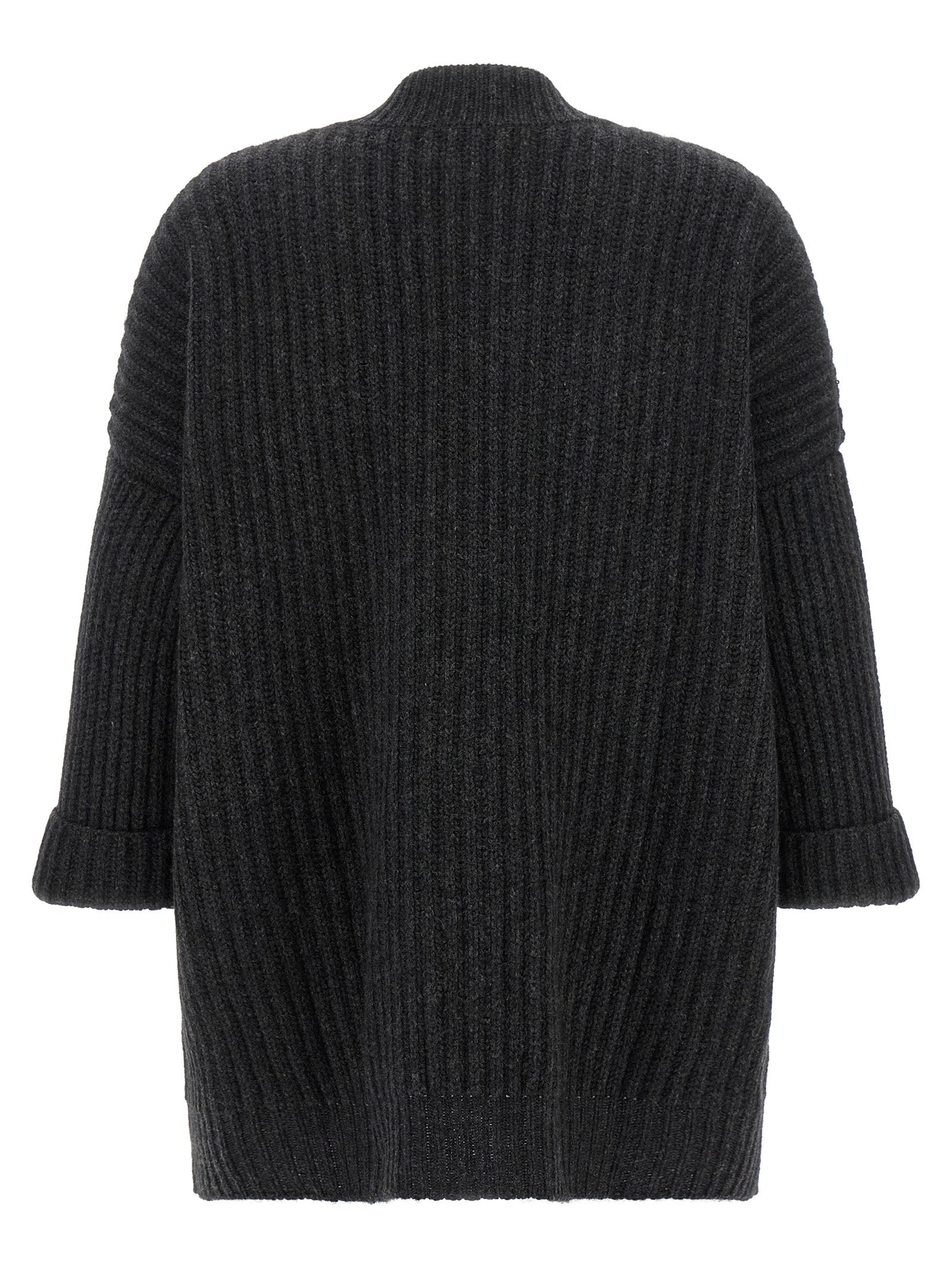 BE YOU Grauer Kaschmir-Strickjacke