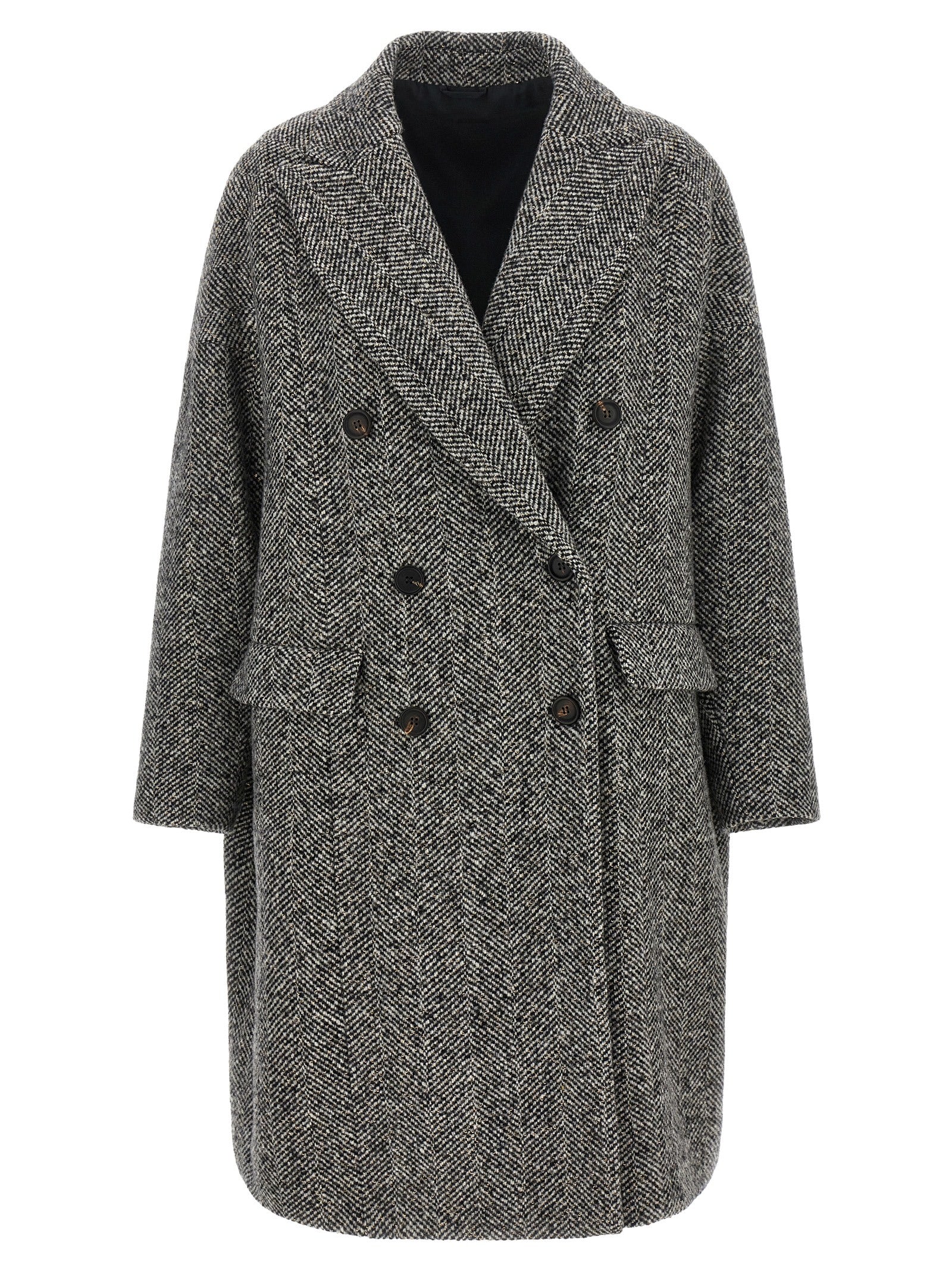 Brunello Cucinelli Grauer Wollmantel aus reiner Schurwolle