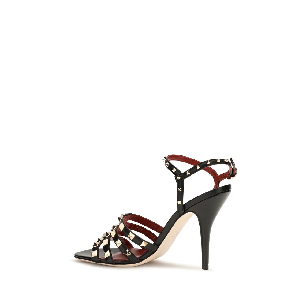 Valentino Garavani Schwarze Stilettosandalen aus Ziegenleder