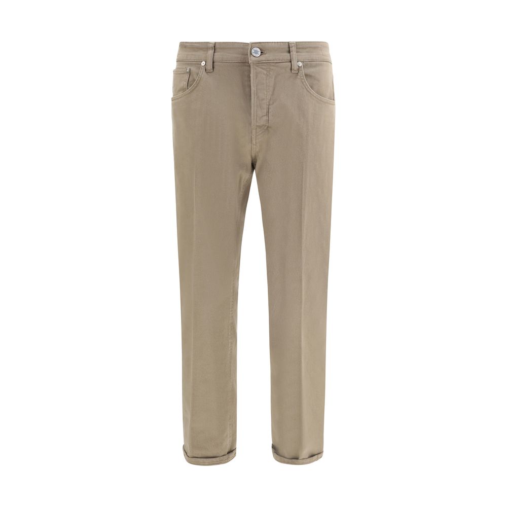 PT Torino Schmale Baumwolljeans in Creme