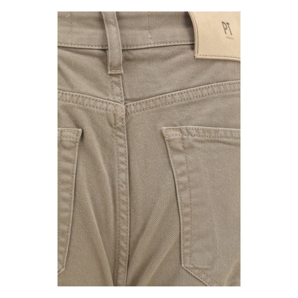 PT Torino Schmale Baumwolljeans in Creme