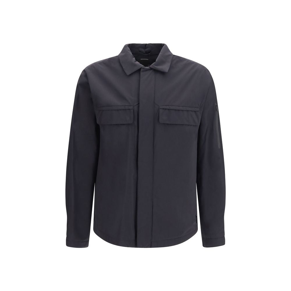 LAMINAR Schwarze Polyamid-Jacke in voller Länge