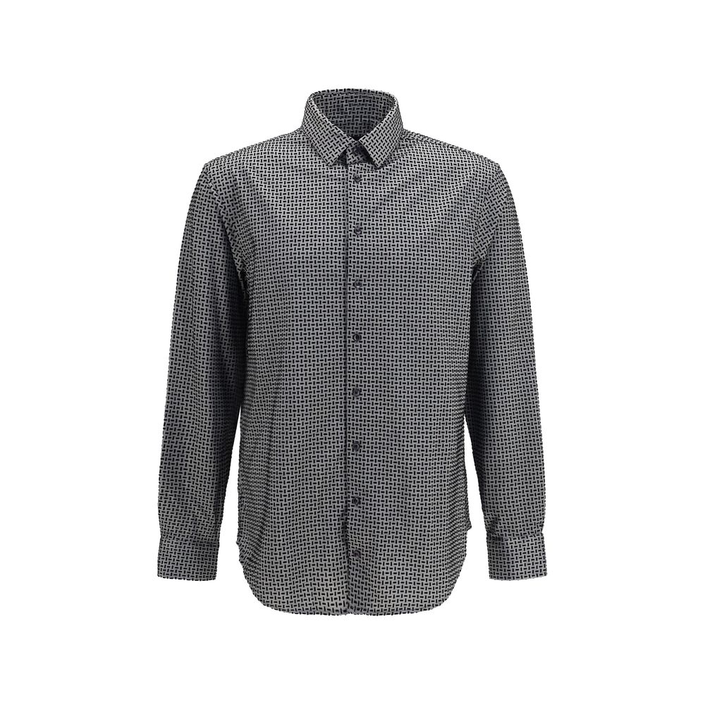 Giorgio Armani Graues Baumwollhemd mit Muster