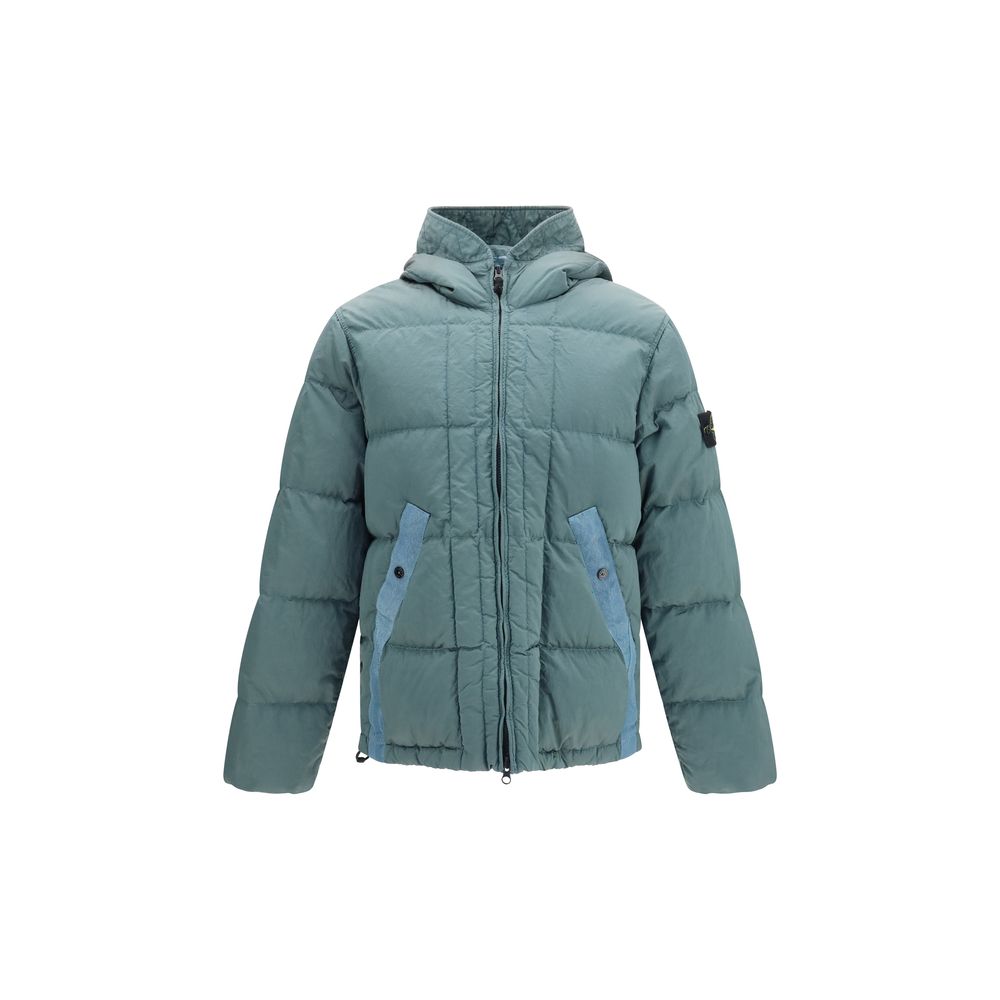 Stone Island Zweifarbige Polyamid-Steppjacke in voller Länge