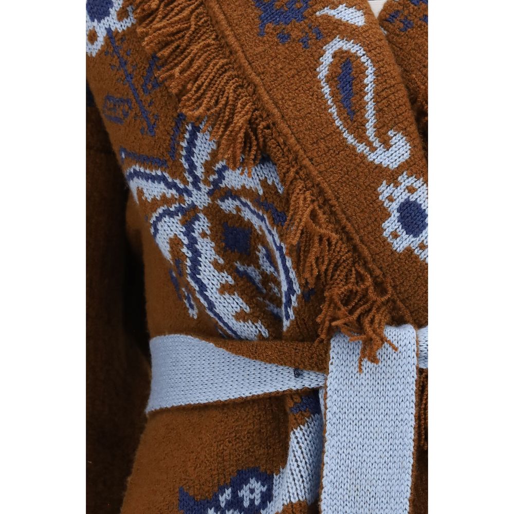 Alanui Brauner Woll Cardigan Oves Aries