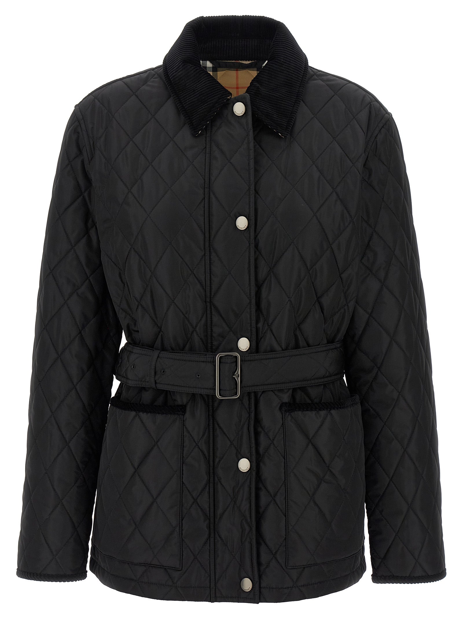 Burberry Schwarze Polyamid-Jacke in voller Länge
